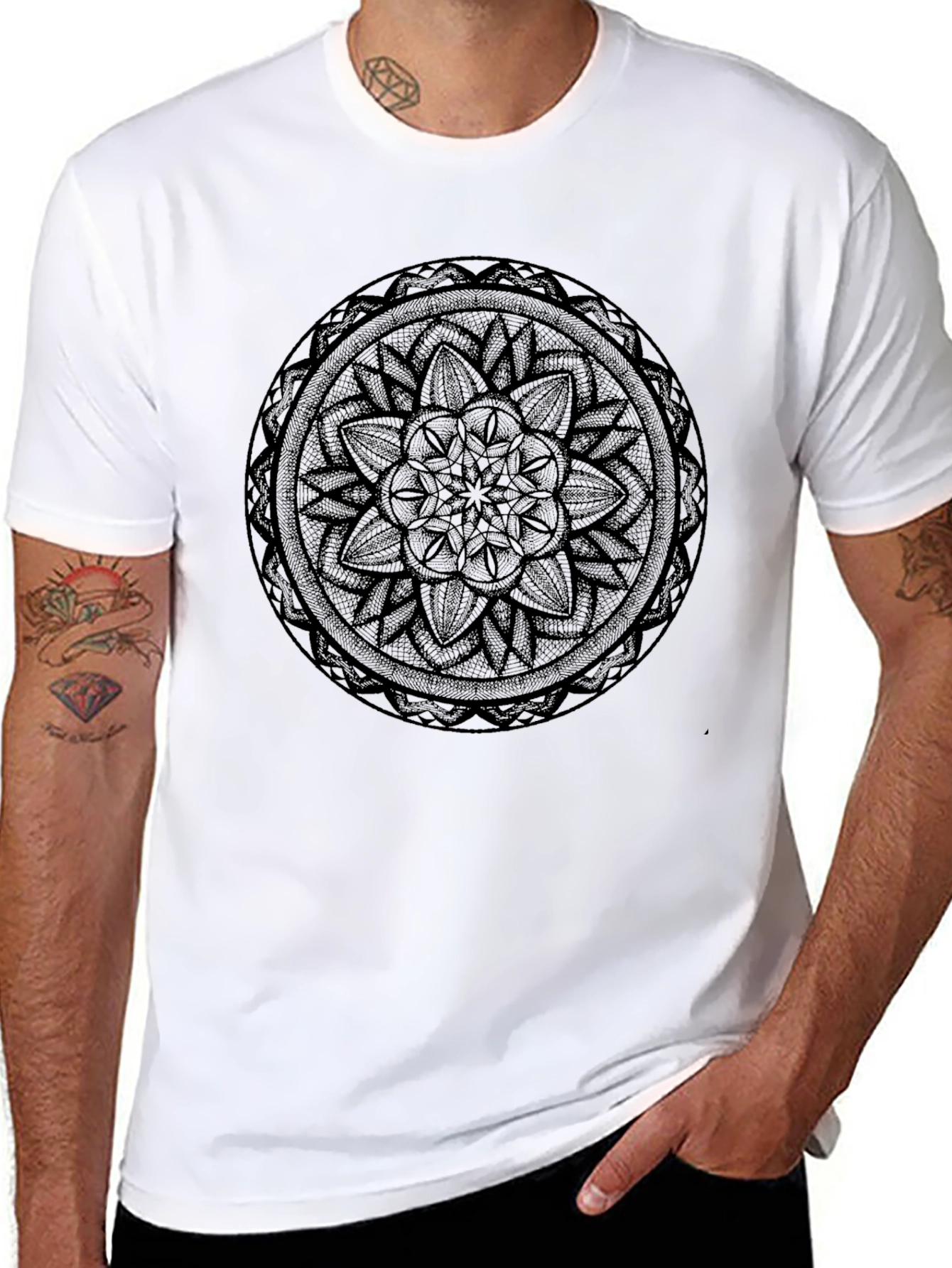 Black Mandala Graphic Black T-Shirt view 8