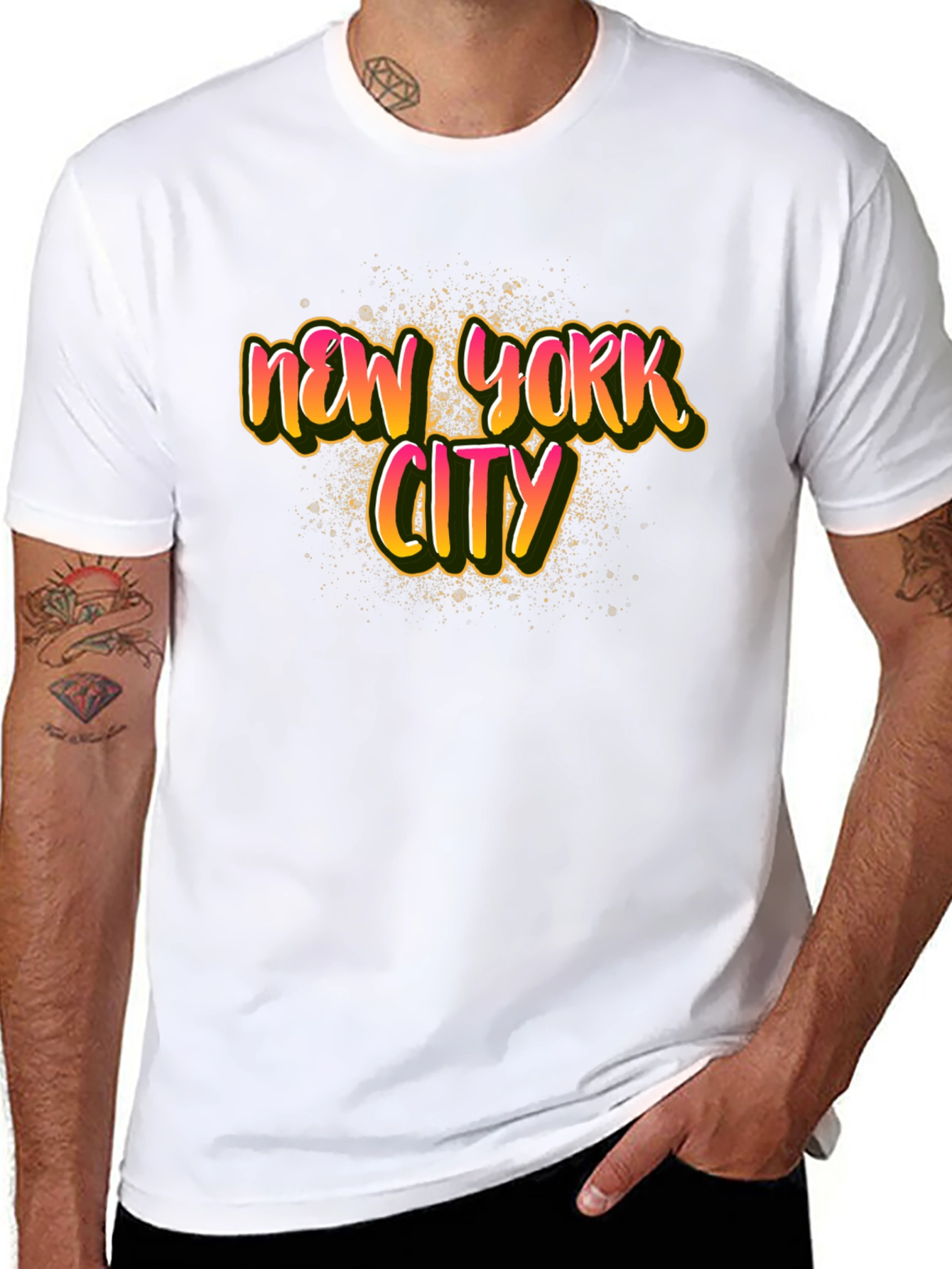 Black New York City Graphic Print Black T-Shirt view 8