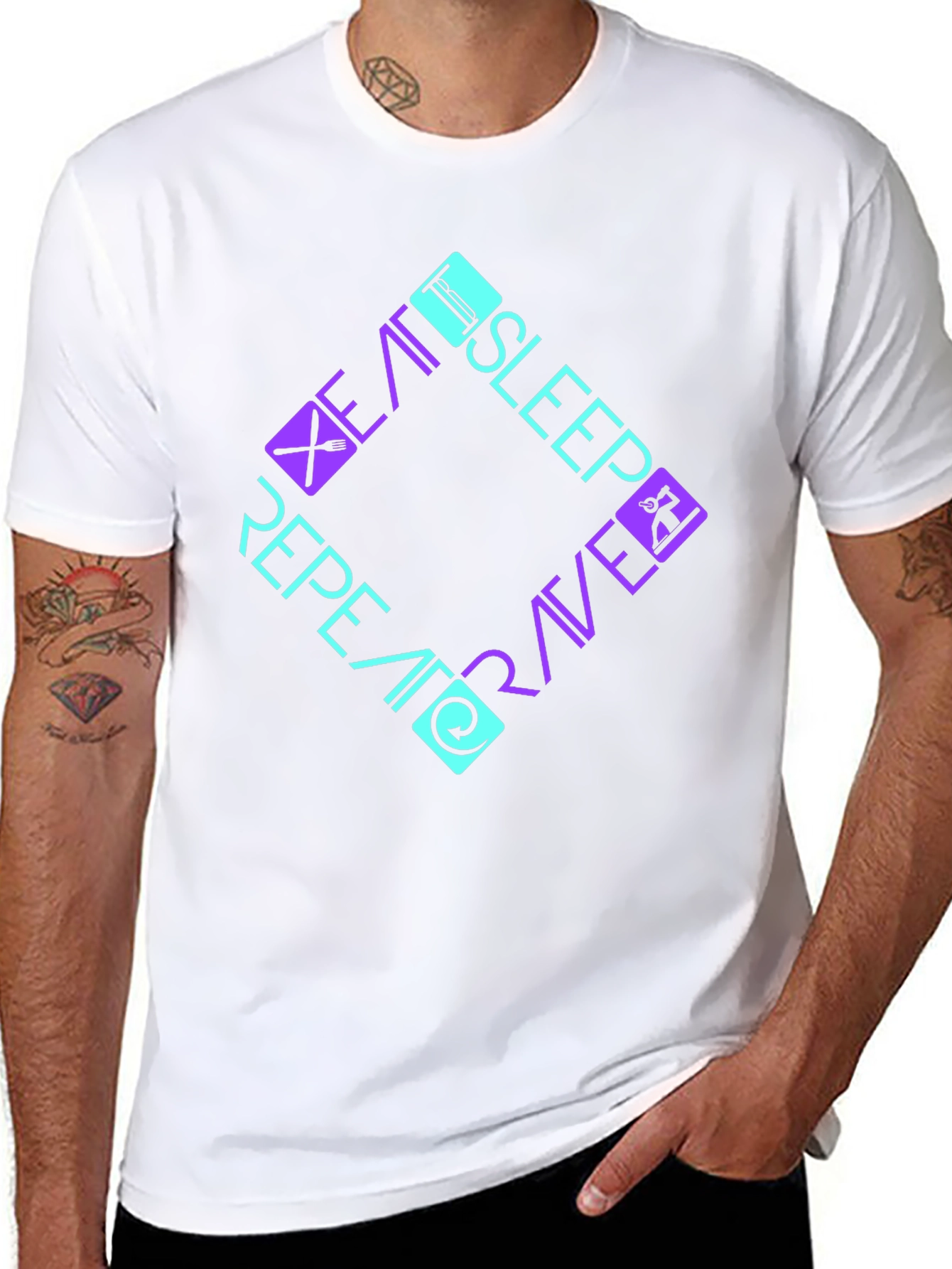 Black Eat Sleep Rave Repeat Graphic Tee view 8