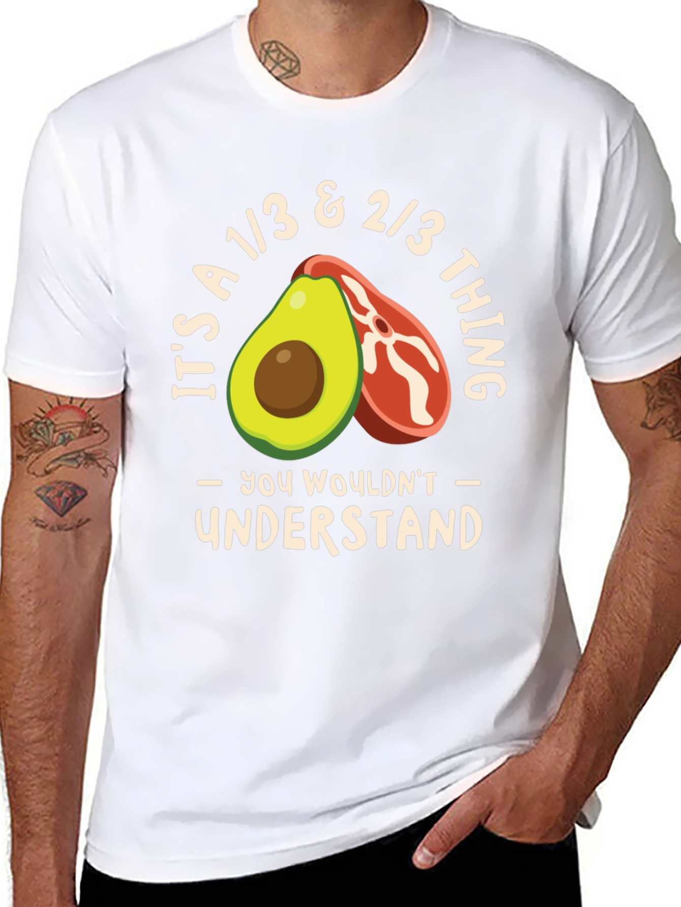 Black Avocado & Steak Funny Keto T-Shirt view 8