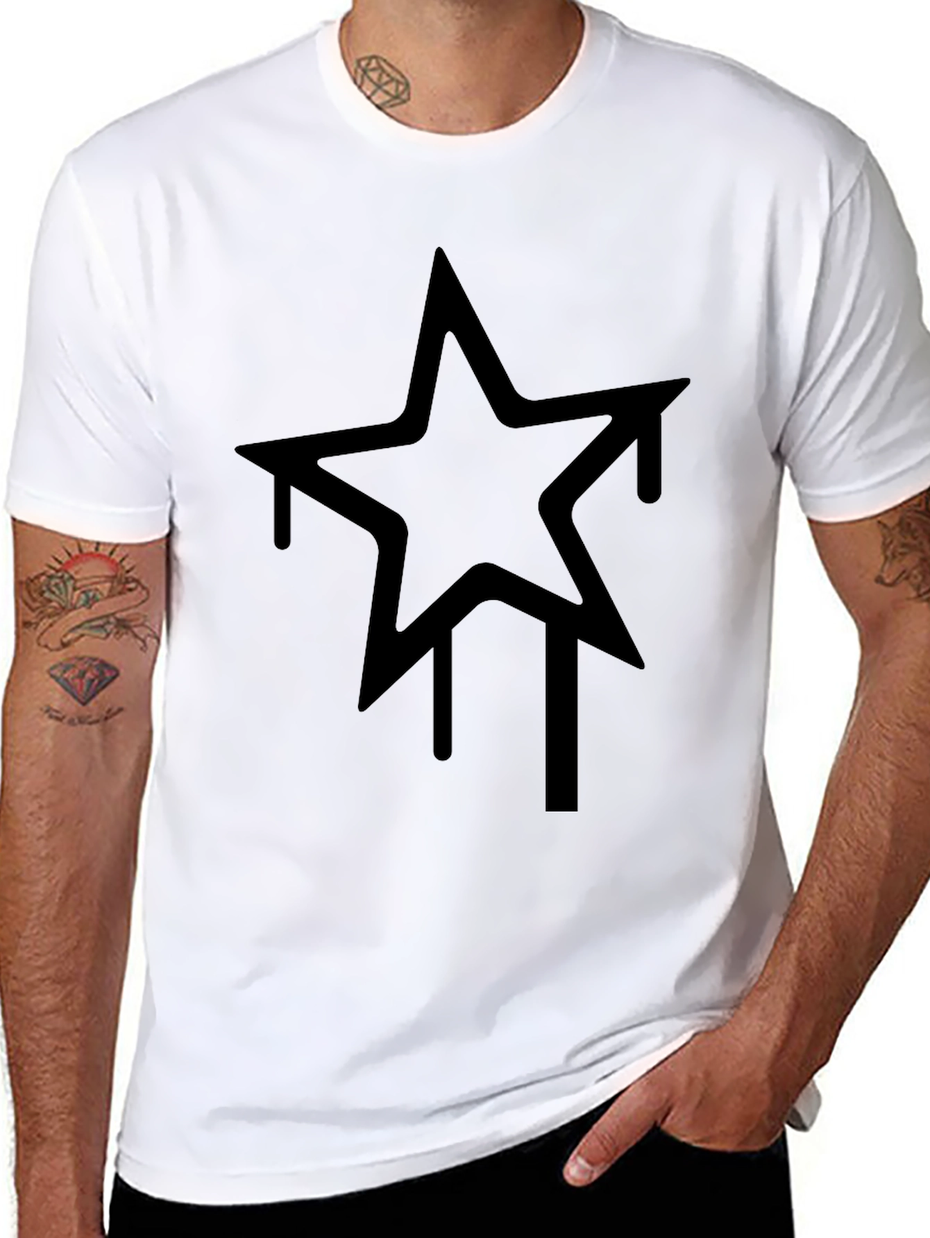 Black Urban Star Graphic Tee - Black view 8