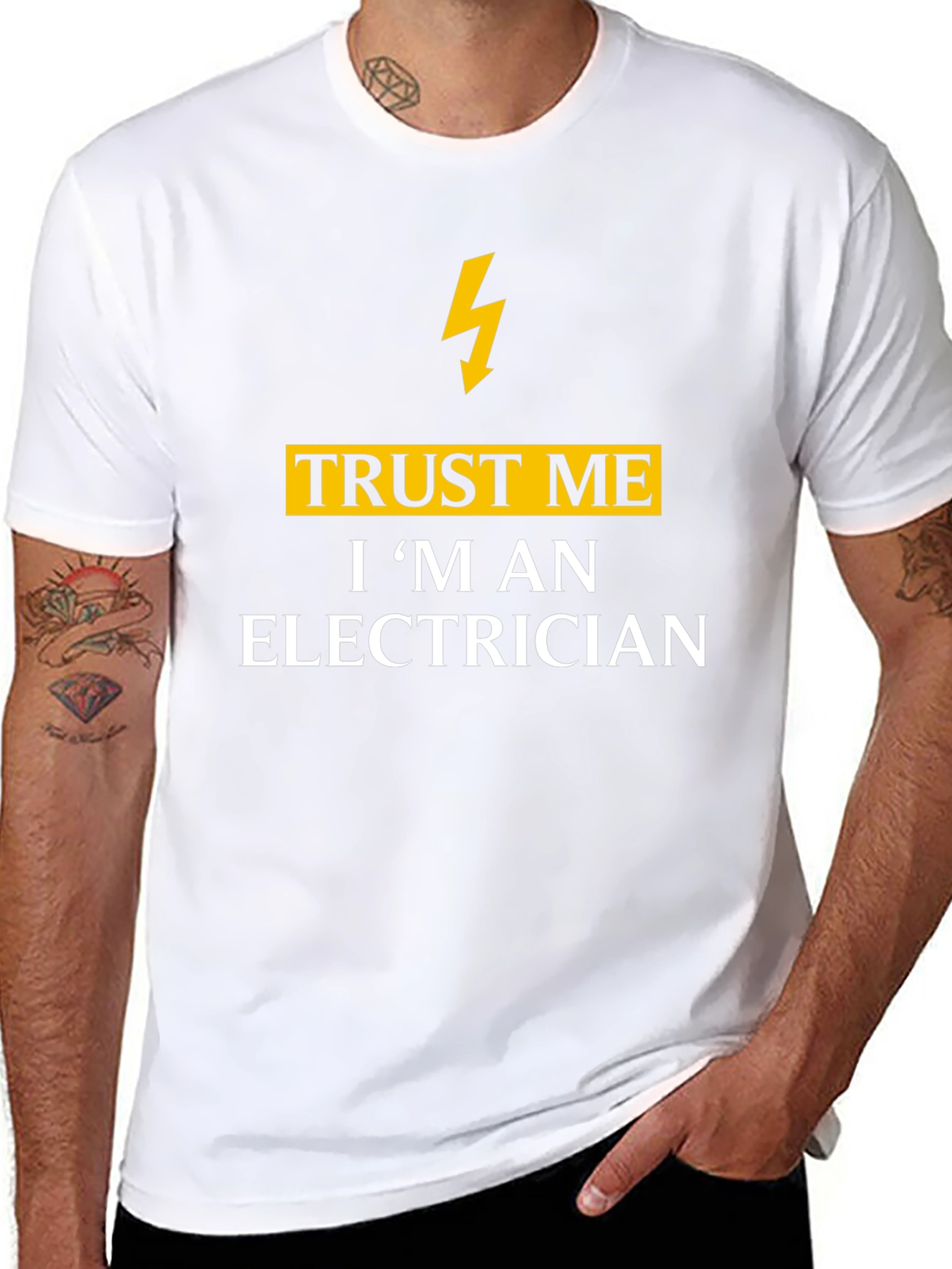 Black Trust Me I'm An Electrician T-Shirt view 8