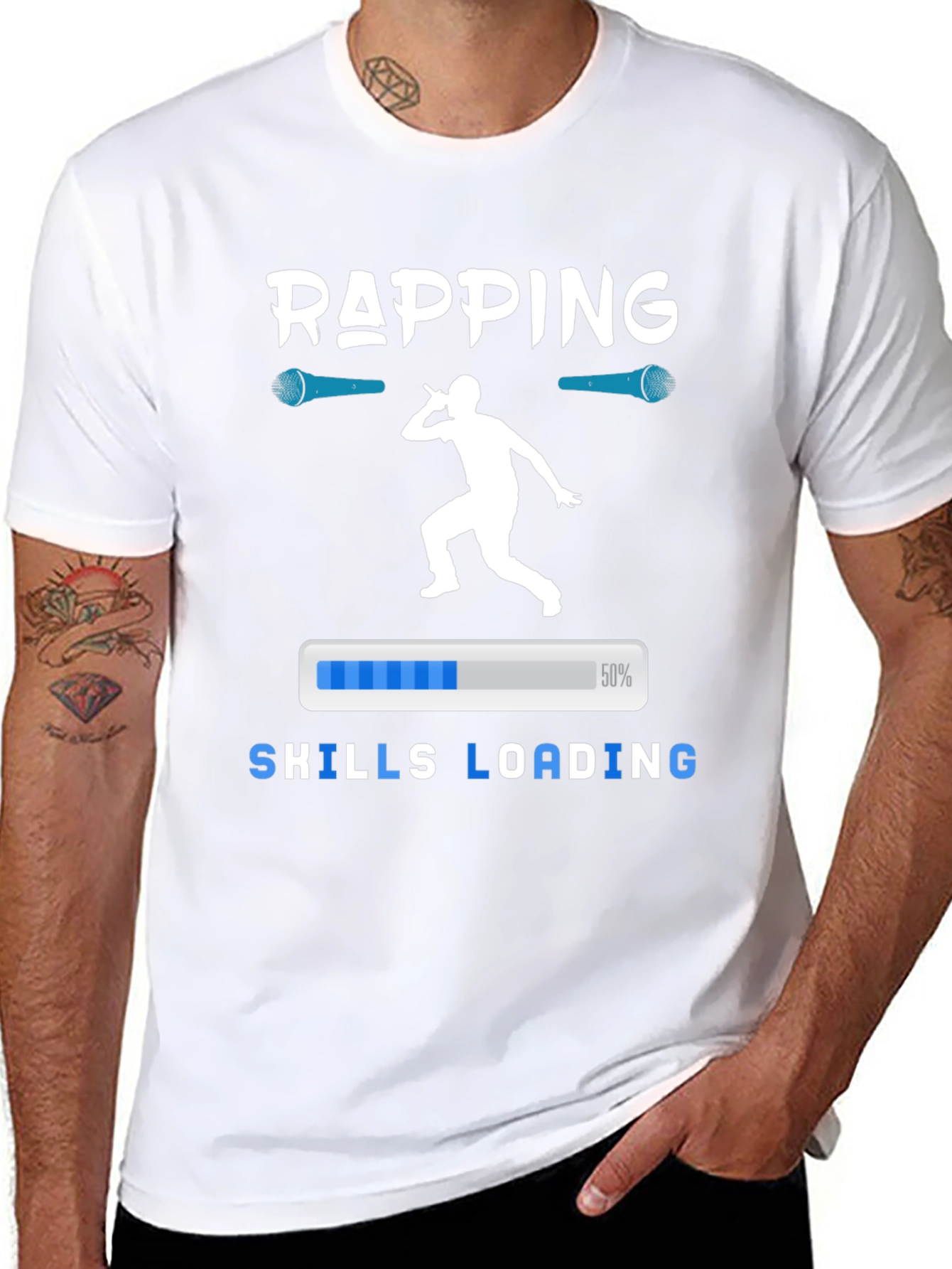 Black Rapping Skills Loading Graphic T-Shirt view 8