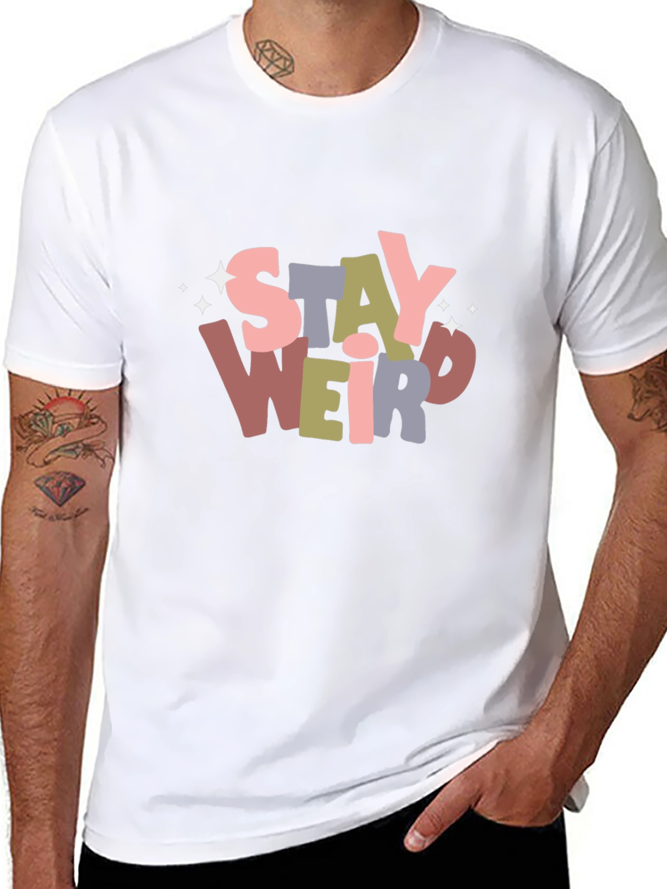 Black Stay Weird Graphic Tee - Unisex Softstyle T-Shirt view 8