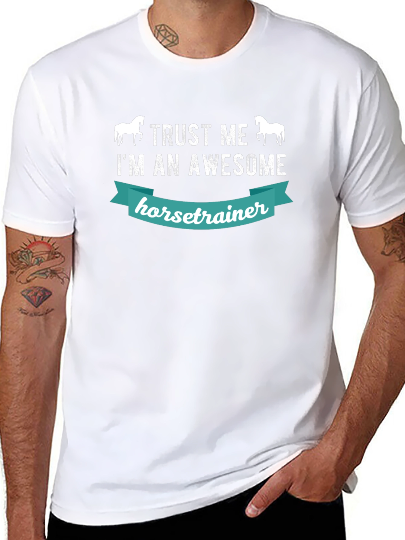 Black Awesome Horse Trainer Graphic Tee view 8