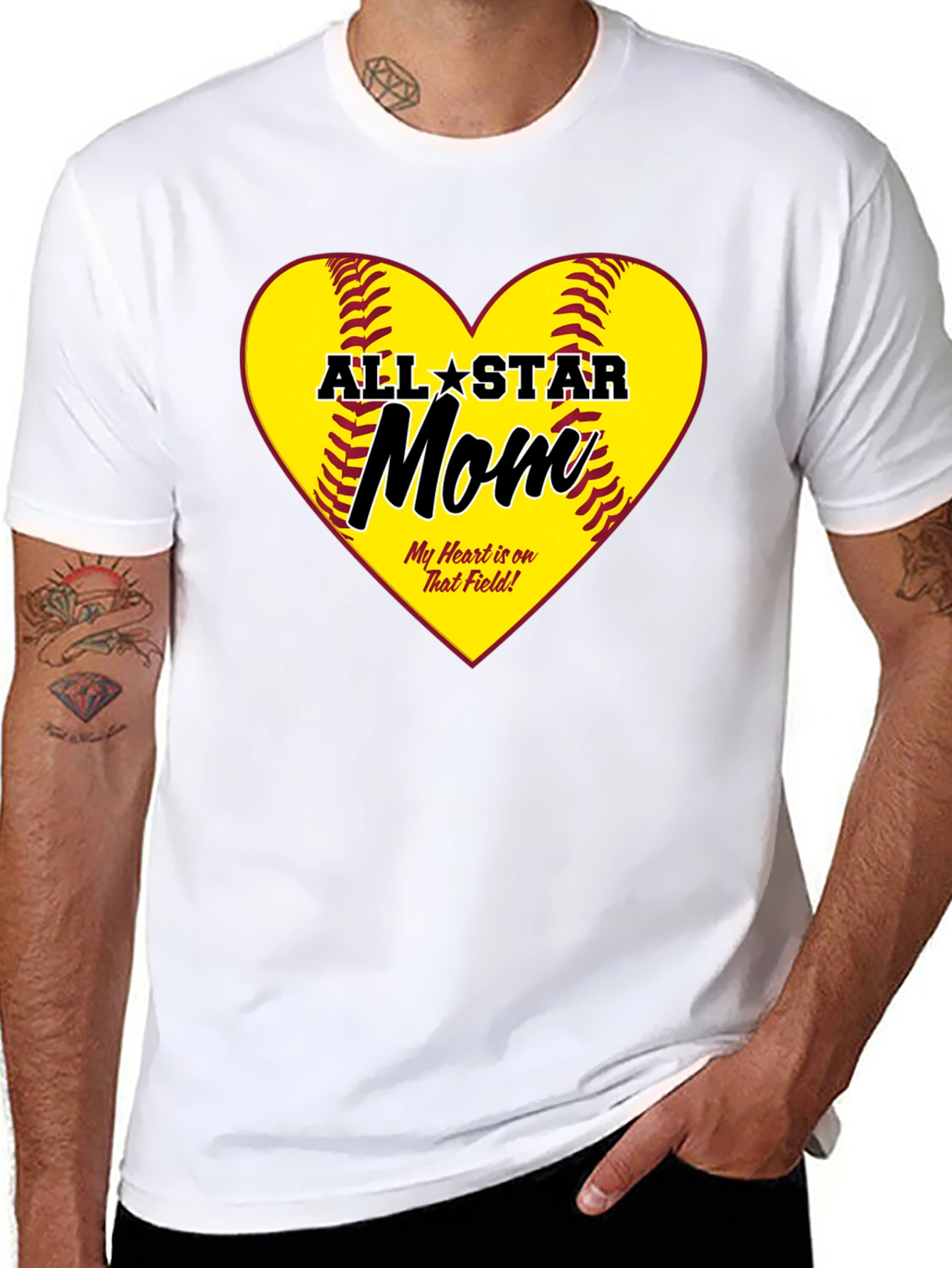 All-Star Mom Heart Design T-Shirt - 8