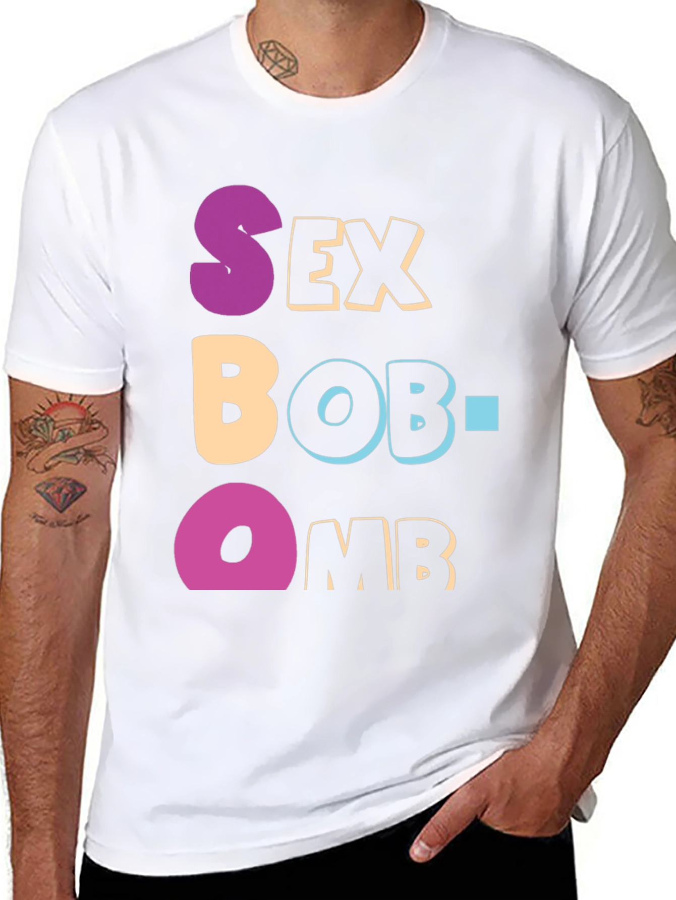 Black Sex Bob-Omb T-Shirt Funny Graphic Tee view 8