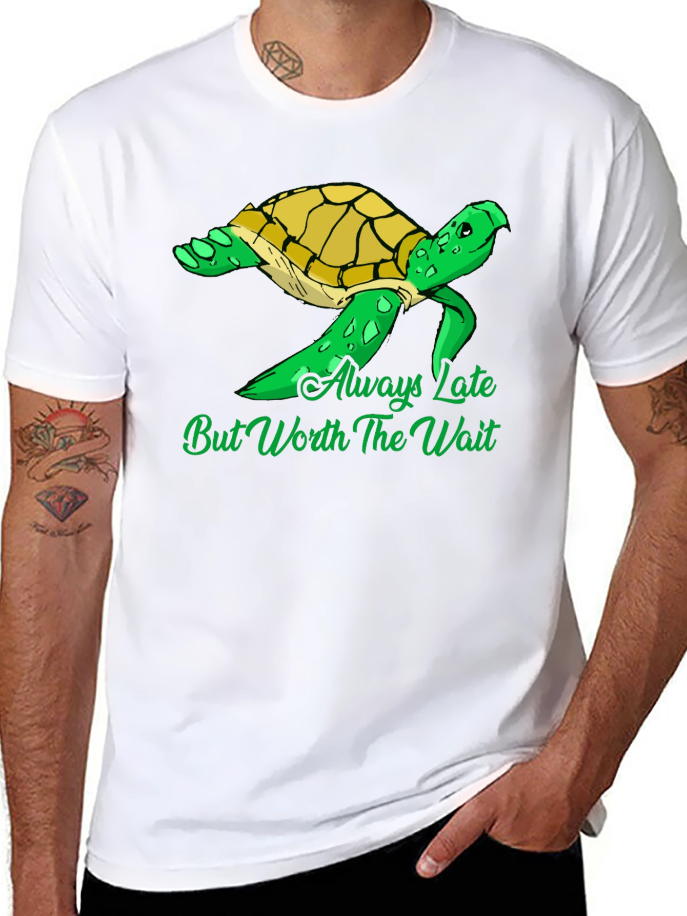 Black Always Late Turtle Graphic T-Shirt view 8