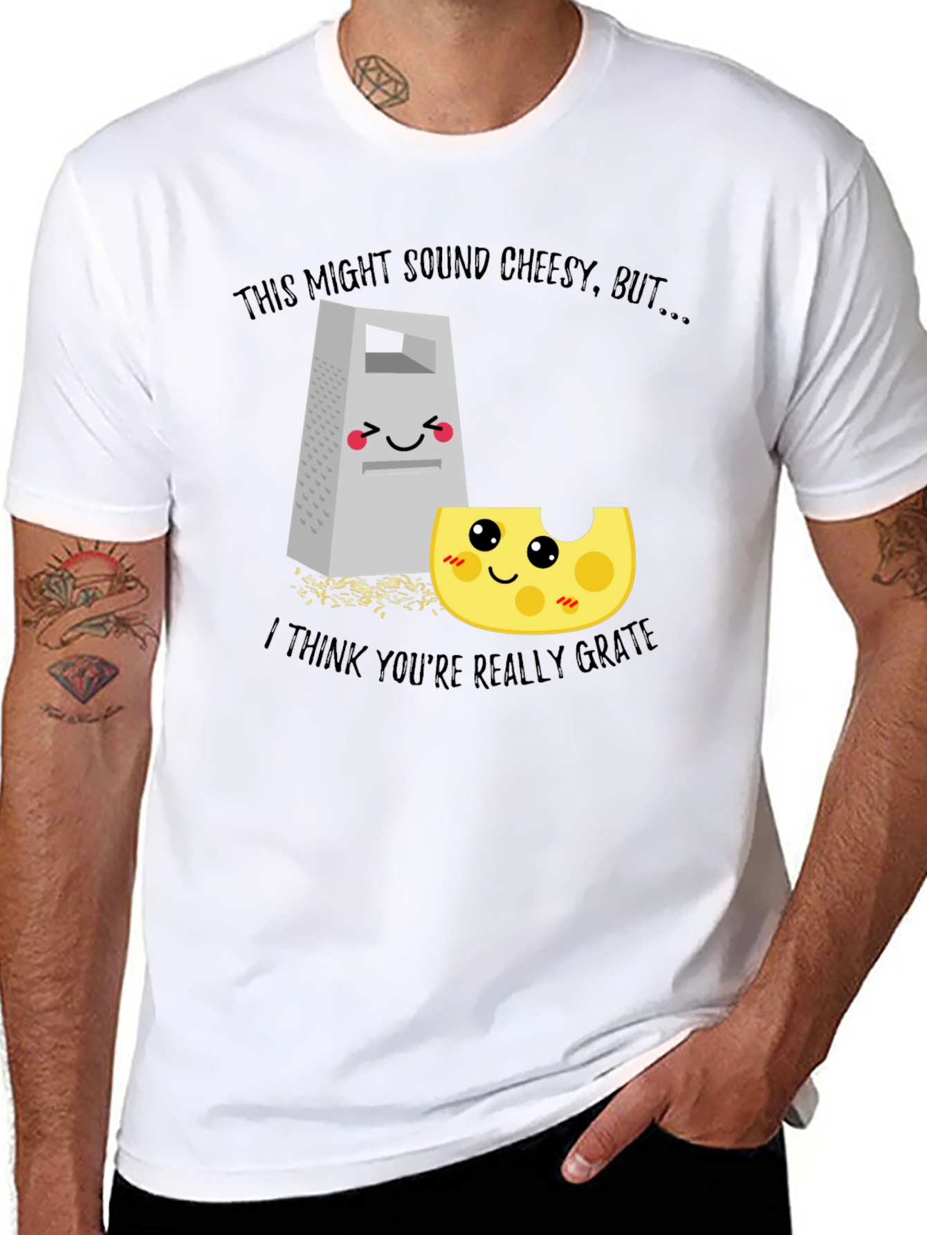 Black Funny "Cheesy Grate" Graphic T-Shirt view 8