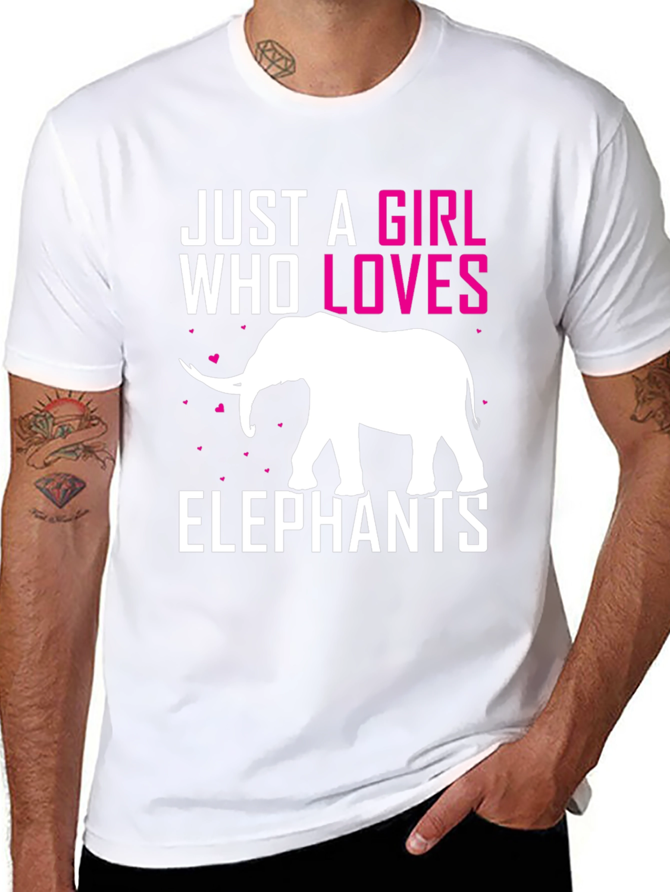 Black Just a Girl Who Loves Elephants T-Shirt view 8
