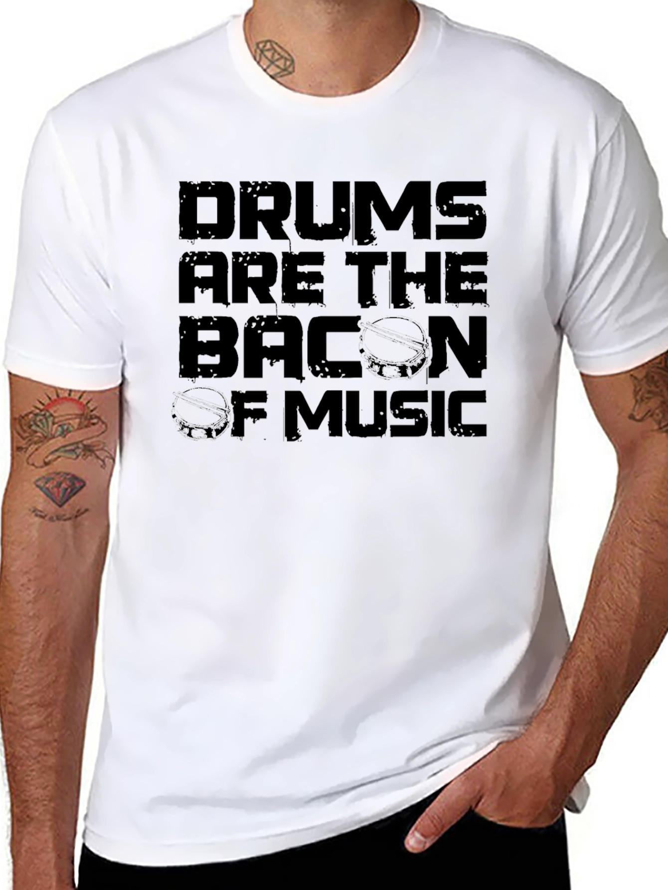 Black Drums are the Bacon of Music Graphic Tee view 8