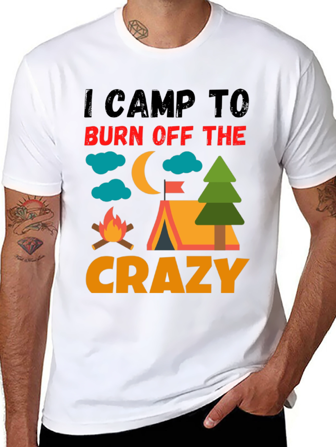 Black I Camp To Burn Off The Crazy Camping T-Shirt view 8