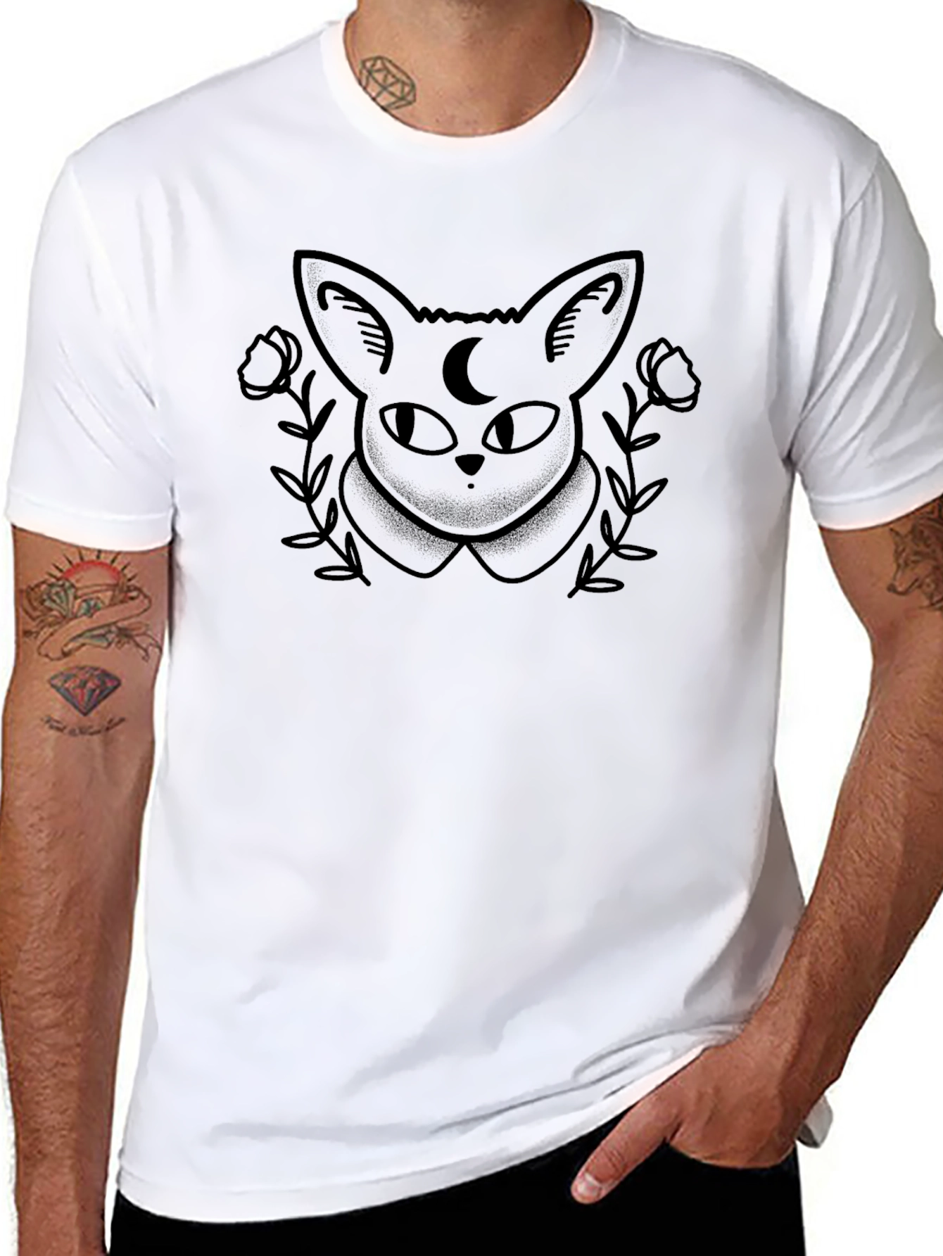 Black Mystic Cat Black T-Shirt view 8