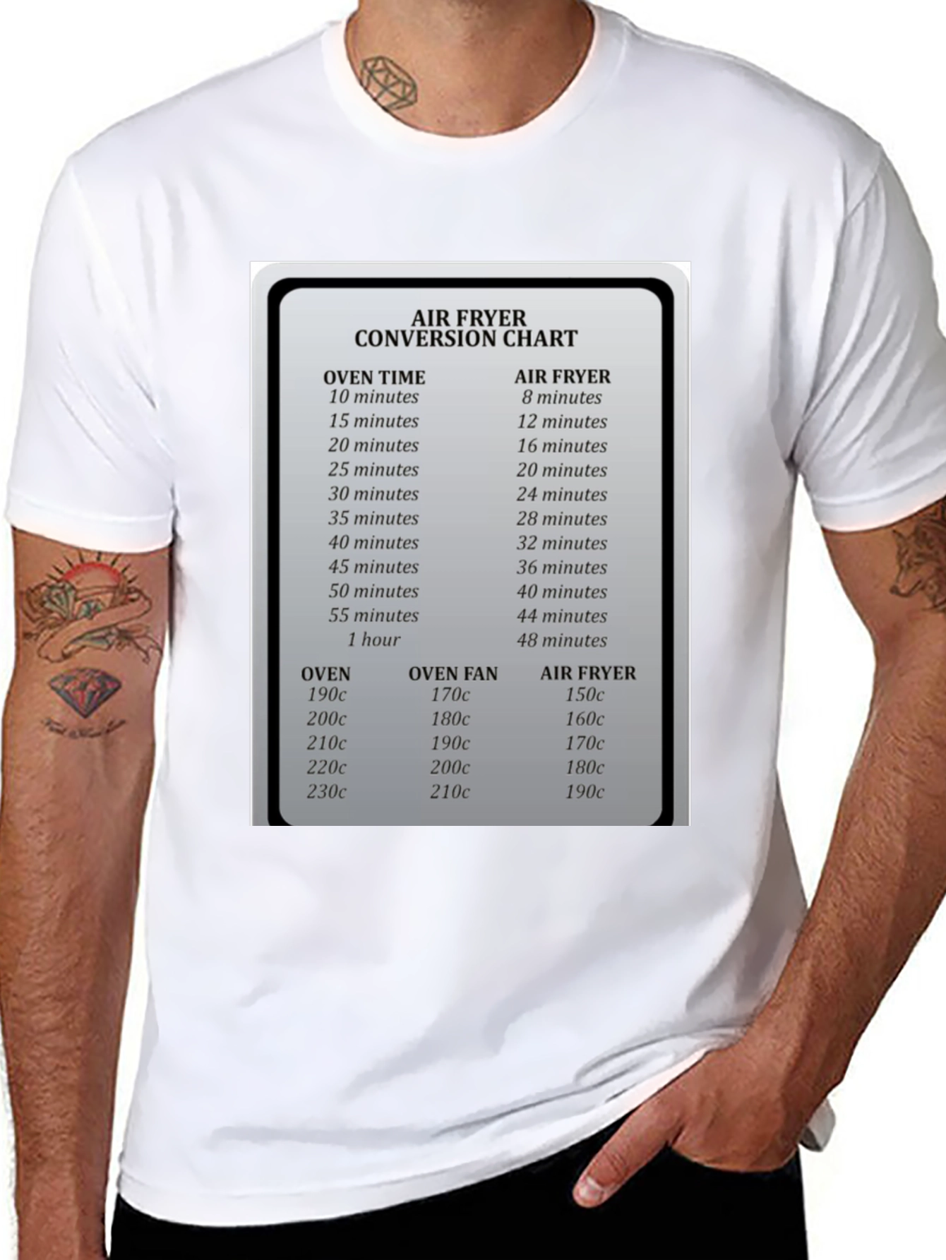 Air Fryer Conversion Chart Graphic T-Shirt - 8
