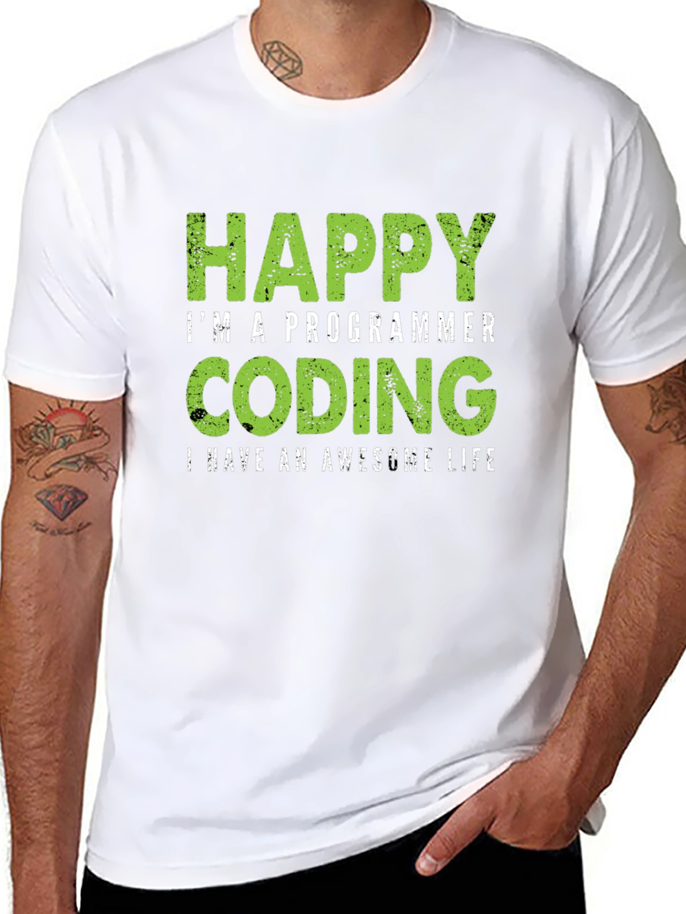 Black Happy Programmer Coding T-Shirt - Awesome Life view 8