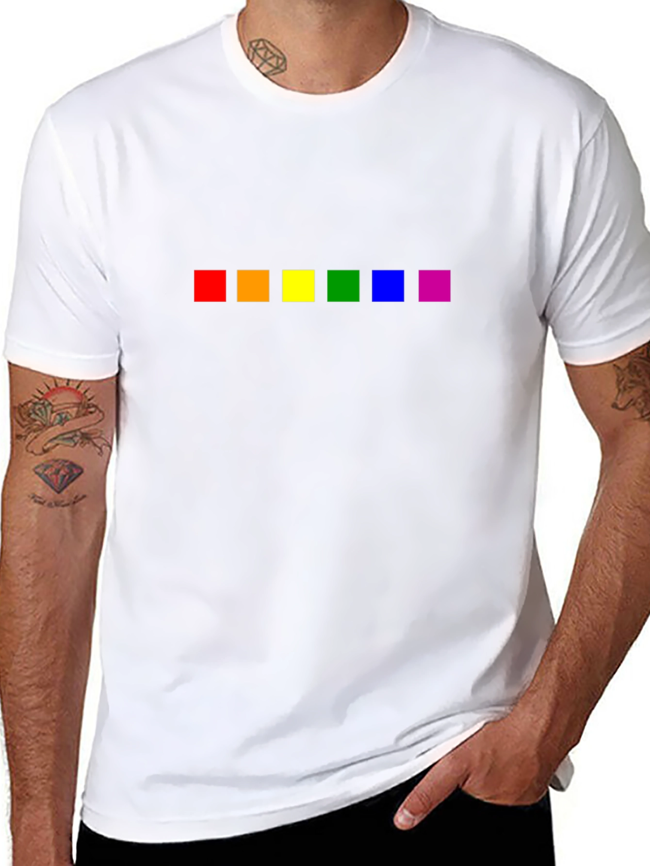 Black Pride Rainbow Squares Black T-Shirt view 8