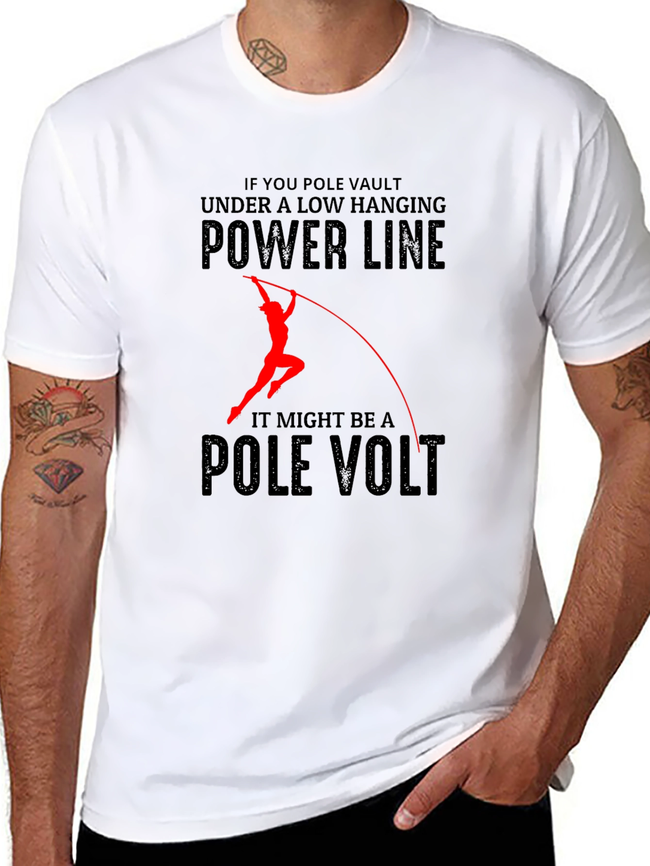 Black Funny Pole Vaulting T-Shirt view 8