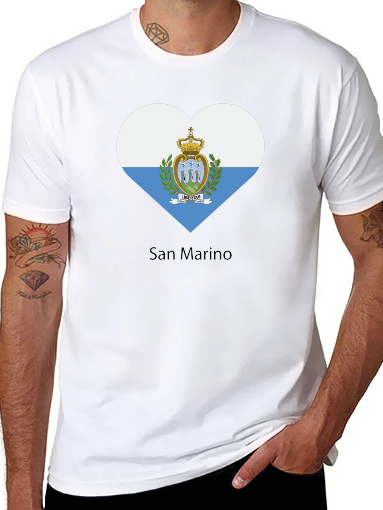 Black San Marino Flag Heart T-Shirt view 8