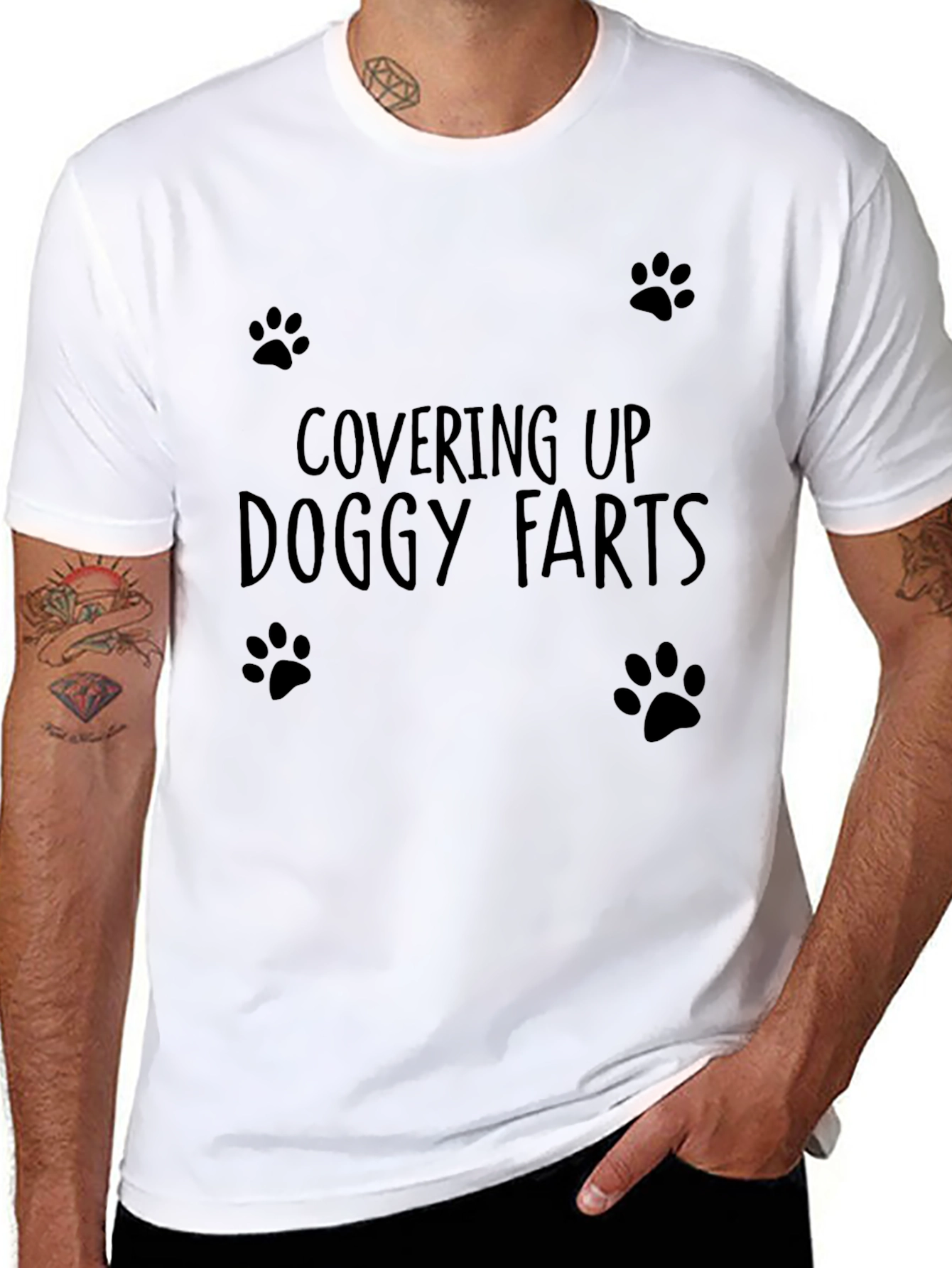 Black Covering Up Doggy Farts Graphic Tee view 8