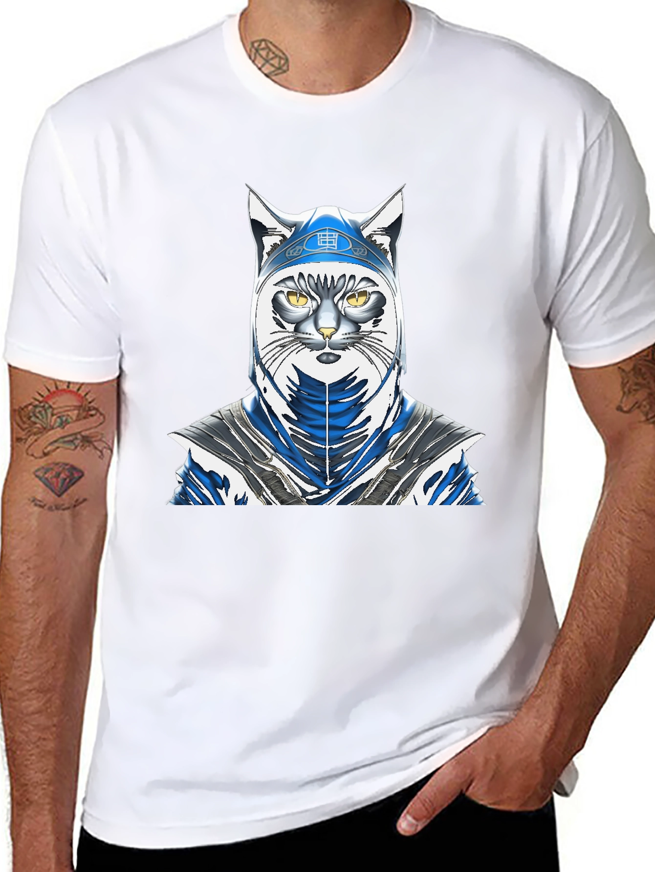 Black Ninja Cat Graphic Tee - Stylish & Unique Design view 8