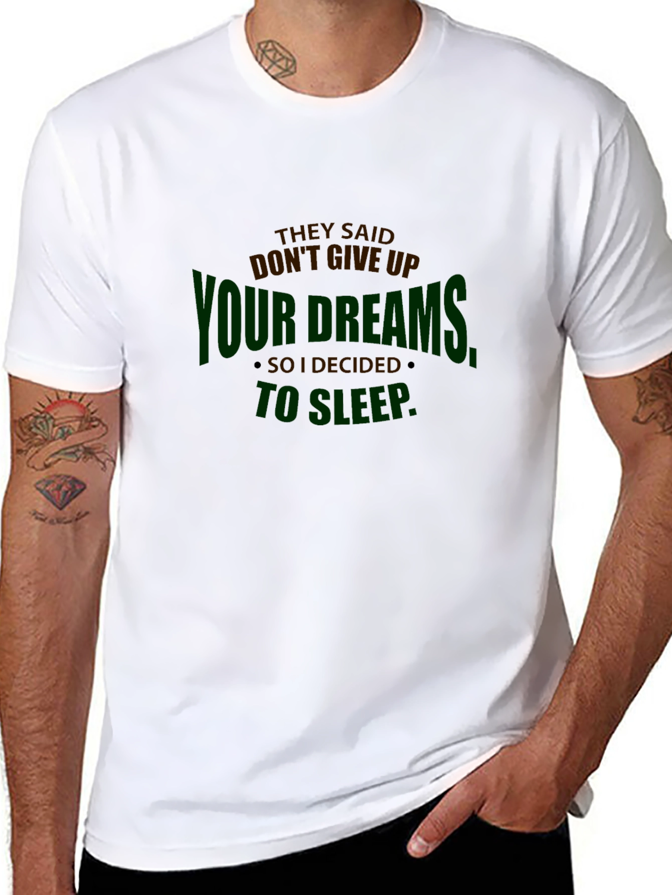Black Funny Slogan Graphic Tee - Don't Give Up Dreams view 8