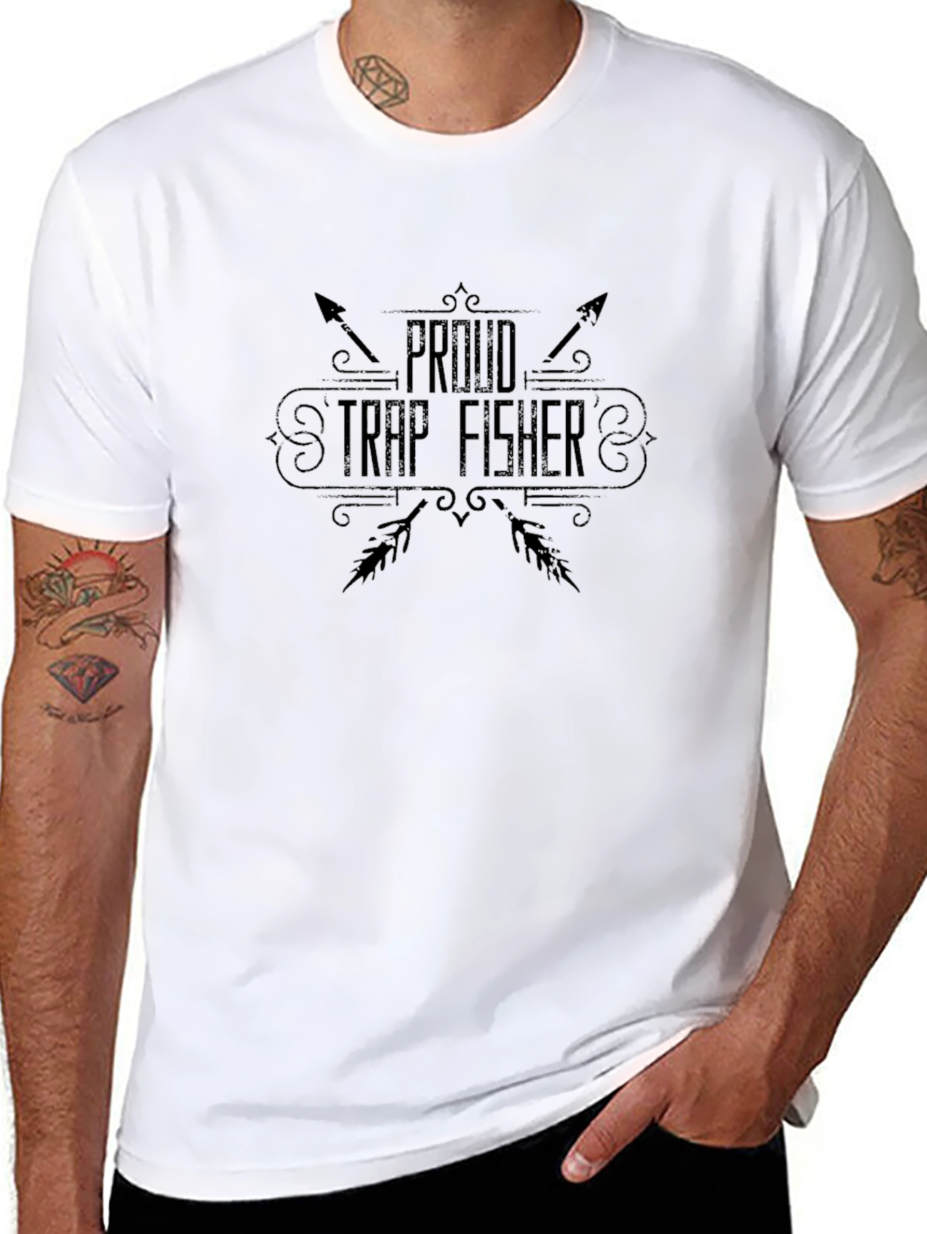 Black Proud Trap Fisher Black Graphic T-Shirt view 8