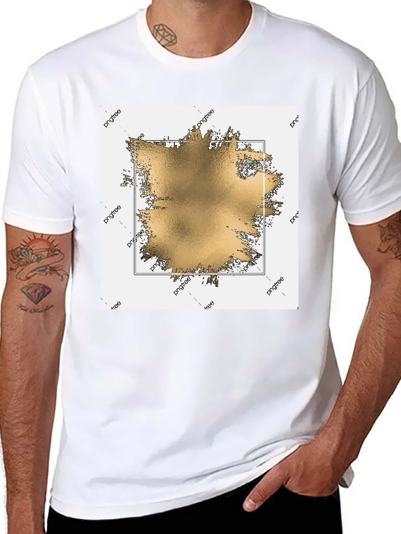Black Modern Gold Graphic Black T-Shirt view 8