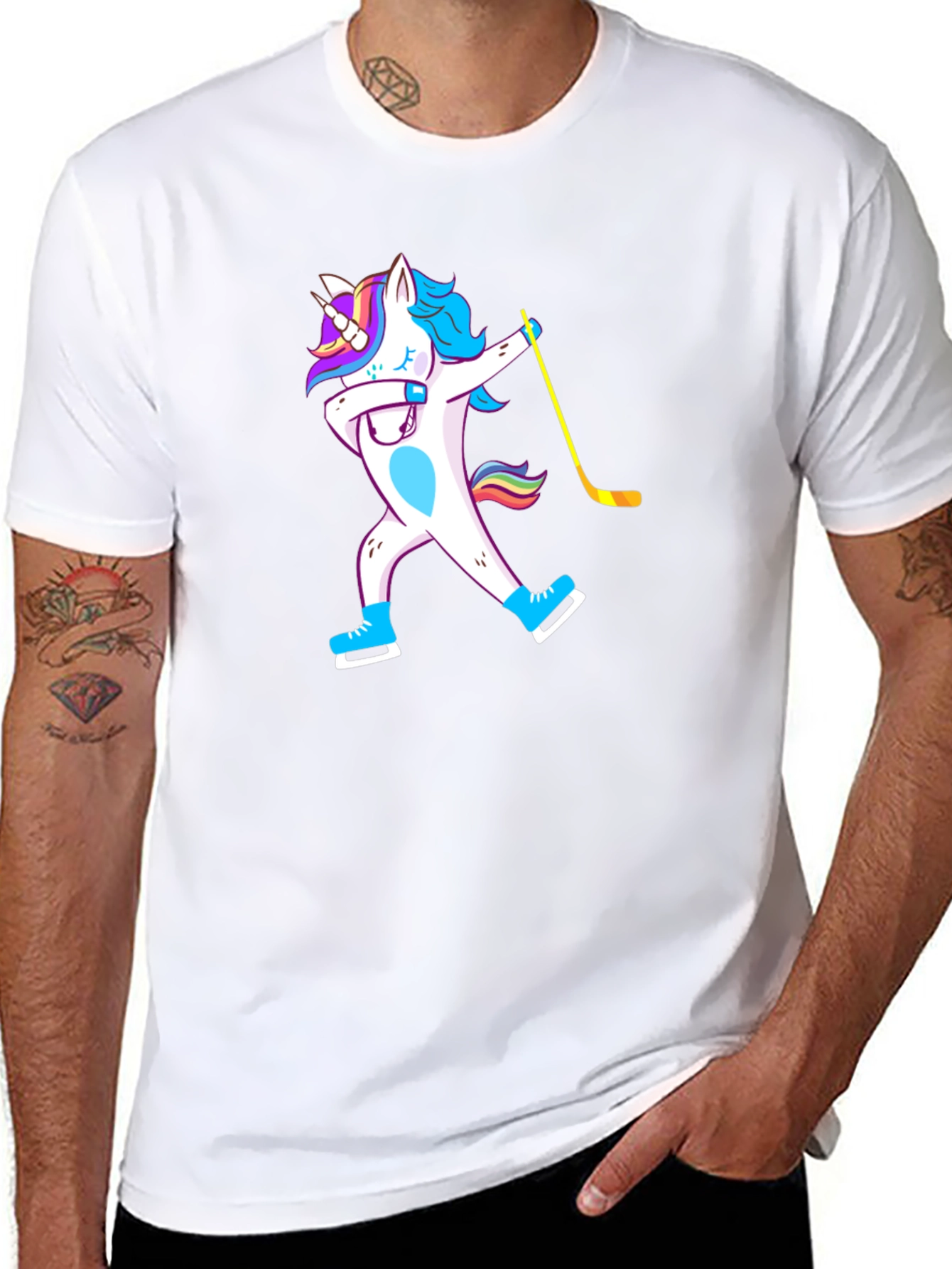 Black Unicorn Dab Hockey T-Shirt - Black view 8