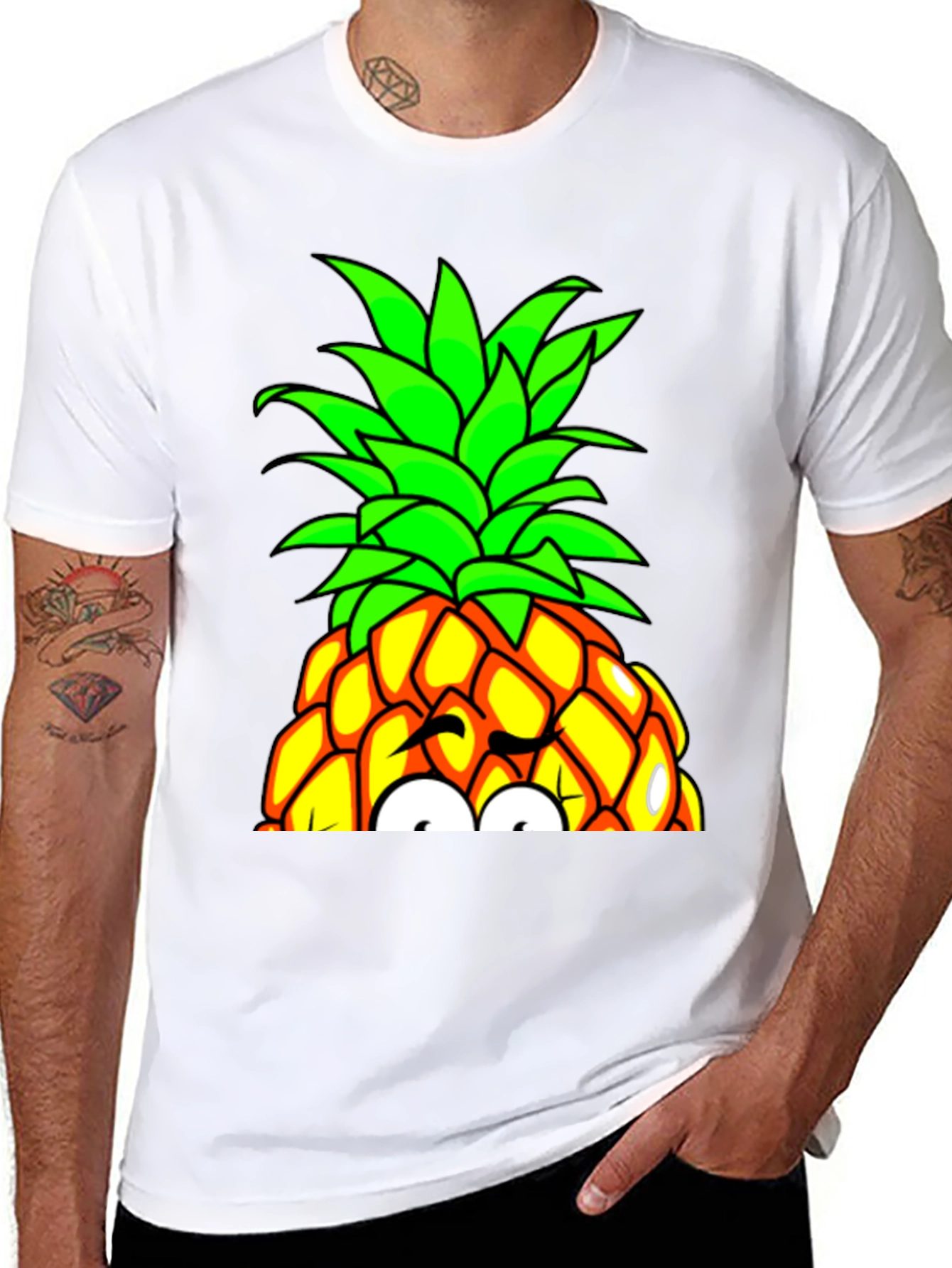 Black Fun Pineapple Graphic Tee - Quirky Design view 8