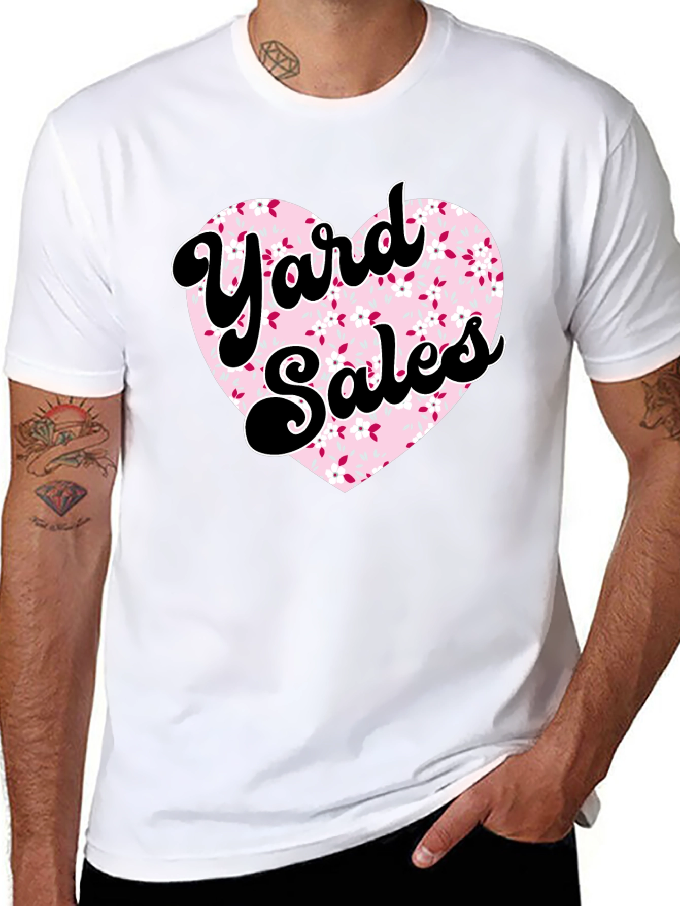 Yard Sales Heart Graphic Tee - Black Casual Shirt - 8