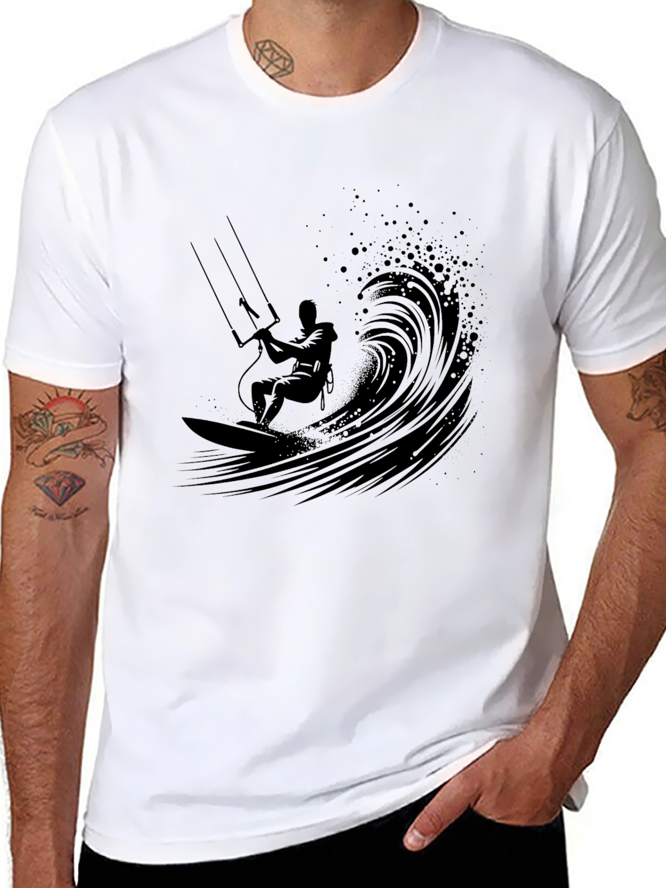 Black Kitesurfer Graphic Tee - Ride the Wave view 8