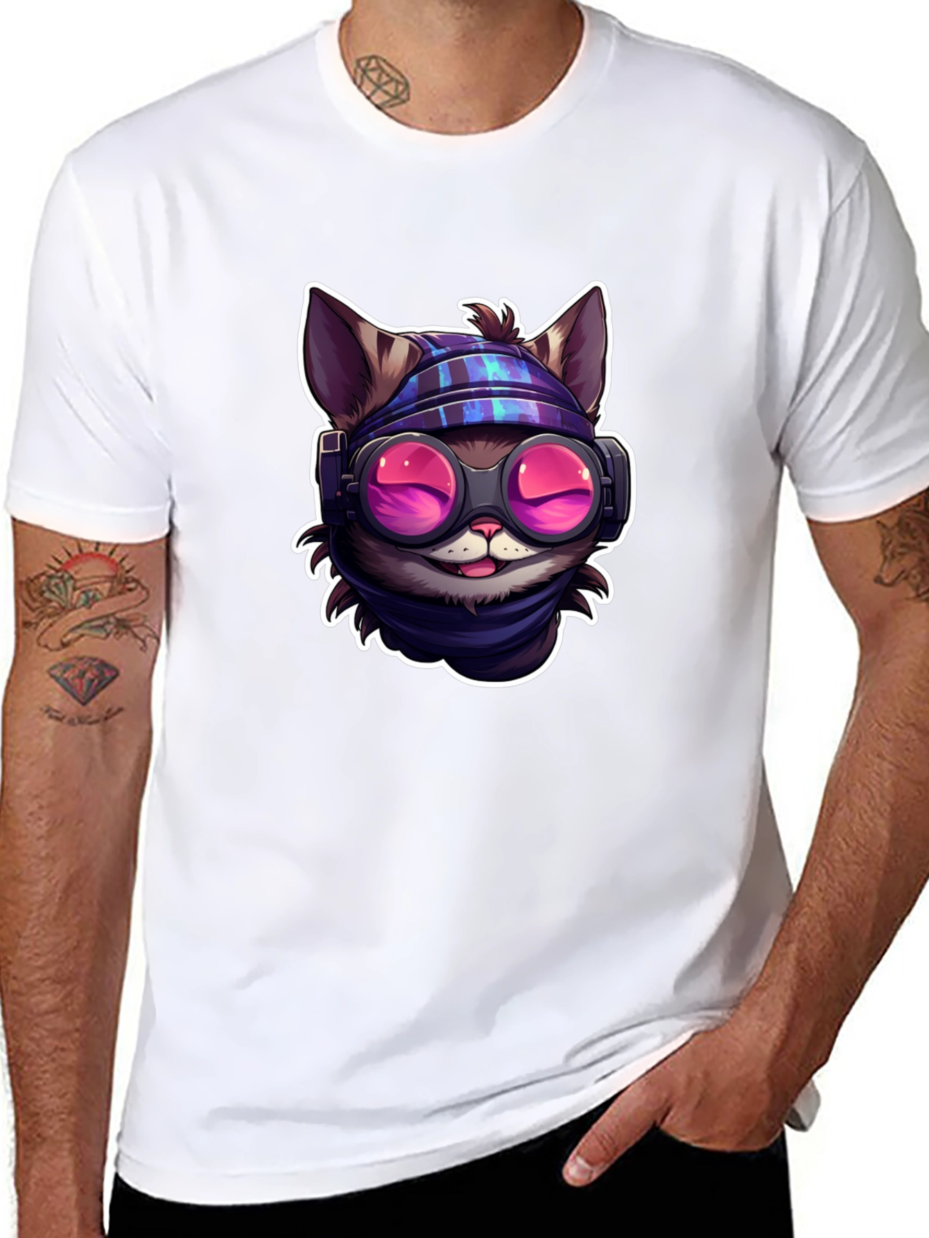 Black Cool Cat Tee - Steampunk Style view 8
