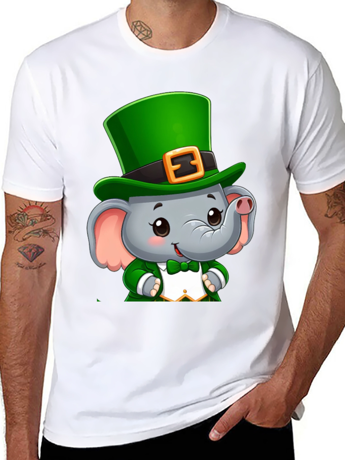 Black St. Patrick's Day Elephant T-Shirt view 8