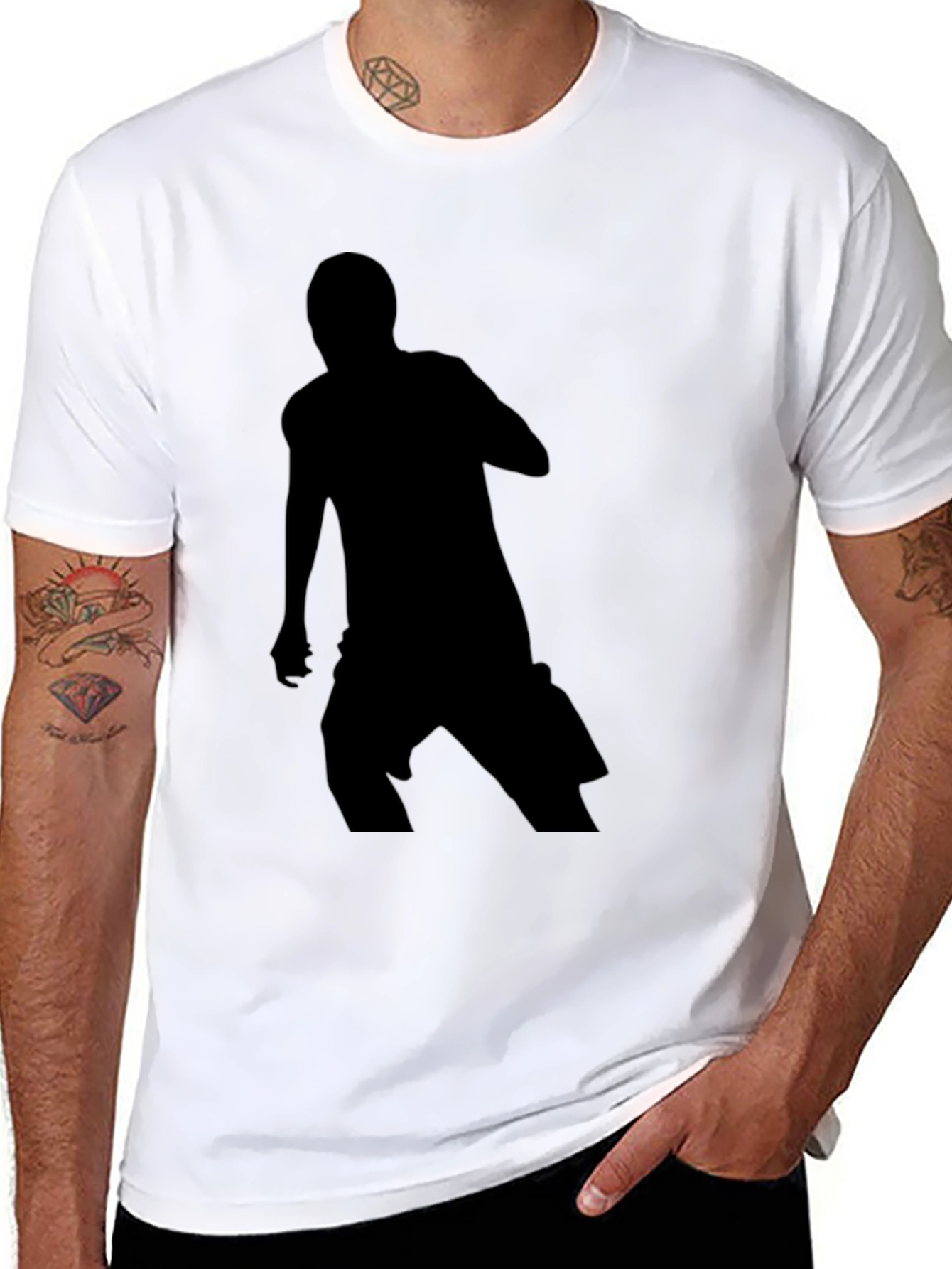 Black Men's Silhouette Graphic Print T-Shirt view 8