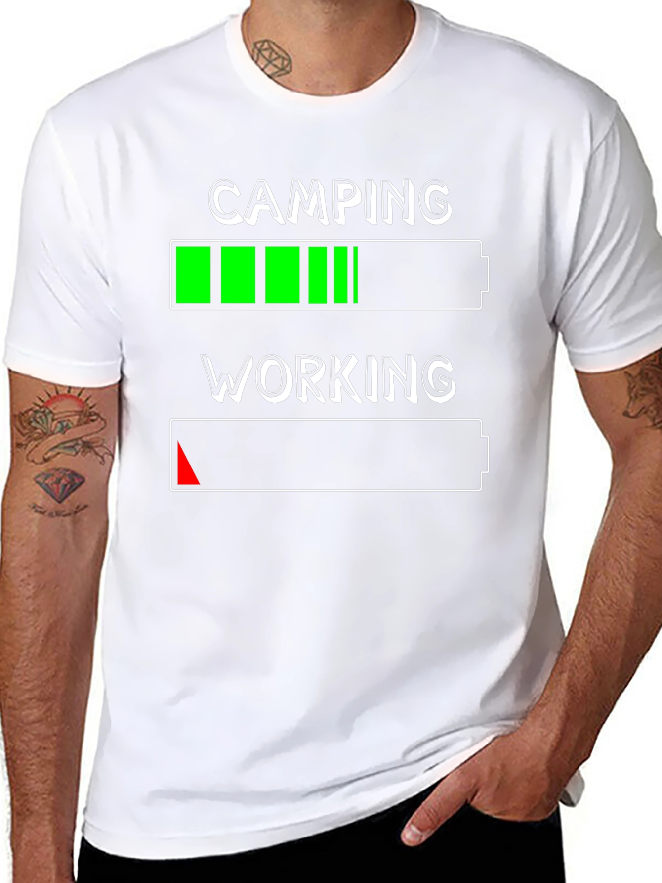 Black Camping Over Working T-Shirt - Battery Life Design view 8