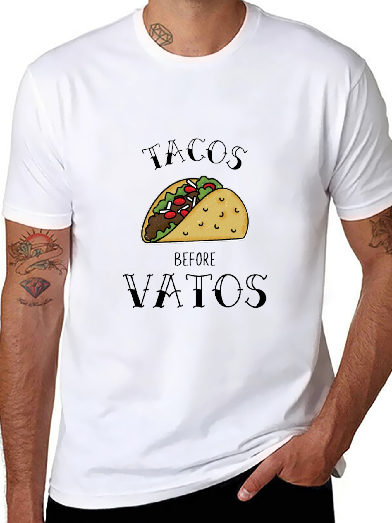 Black Tacos Before Vatos Black Graphic Tee view 8