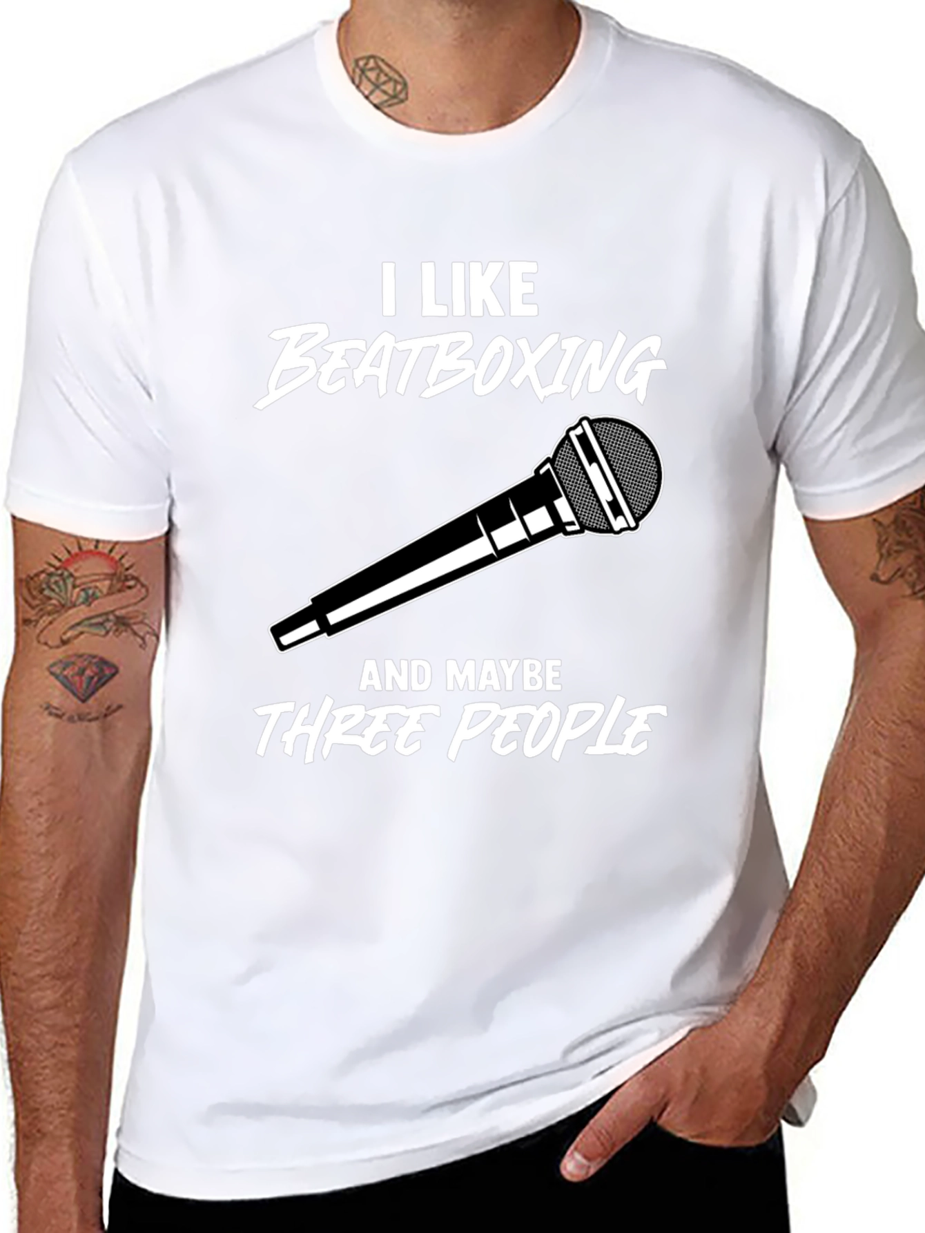 Black I Like Beatboxing T-Shirt - Funny Musician Tee view 8