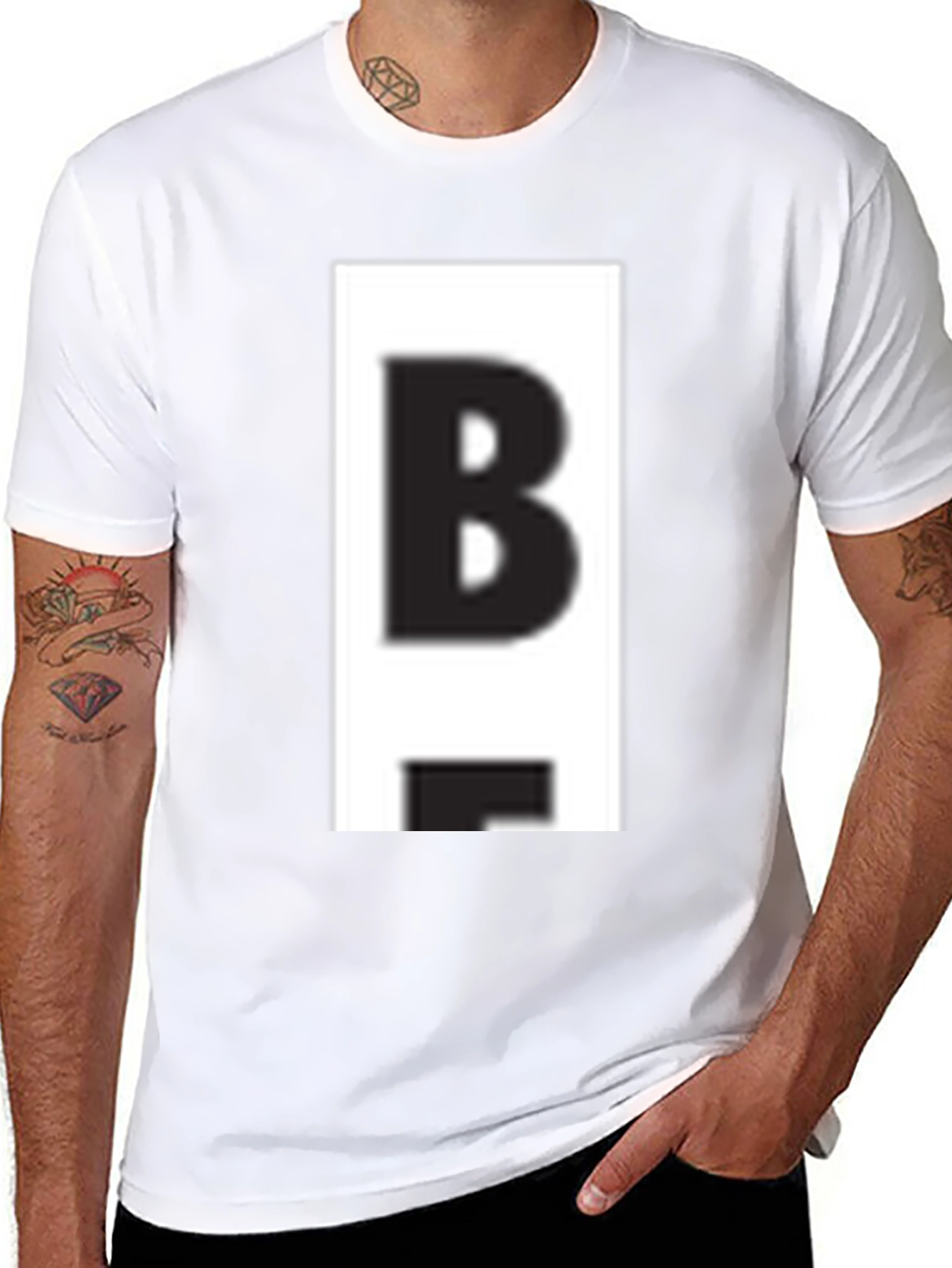 Black Bold 'B' Graphic Tee - Casual Black T-Shirt view 8