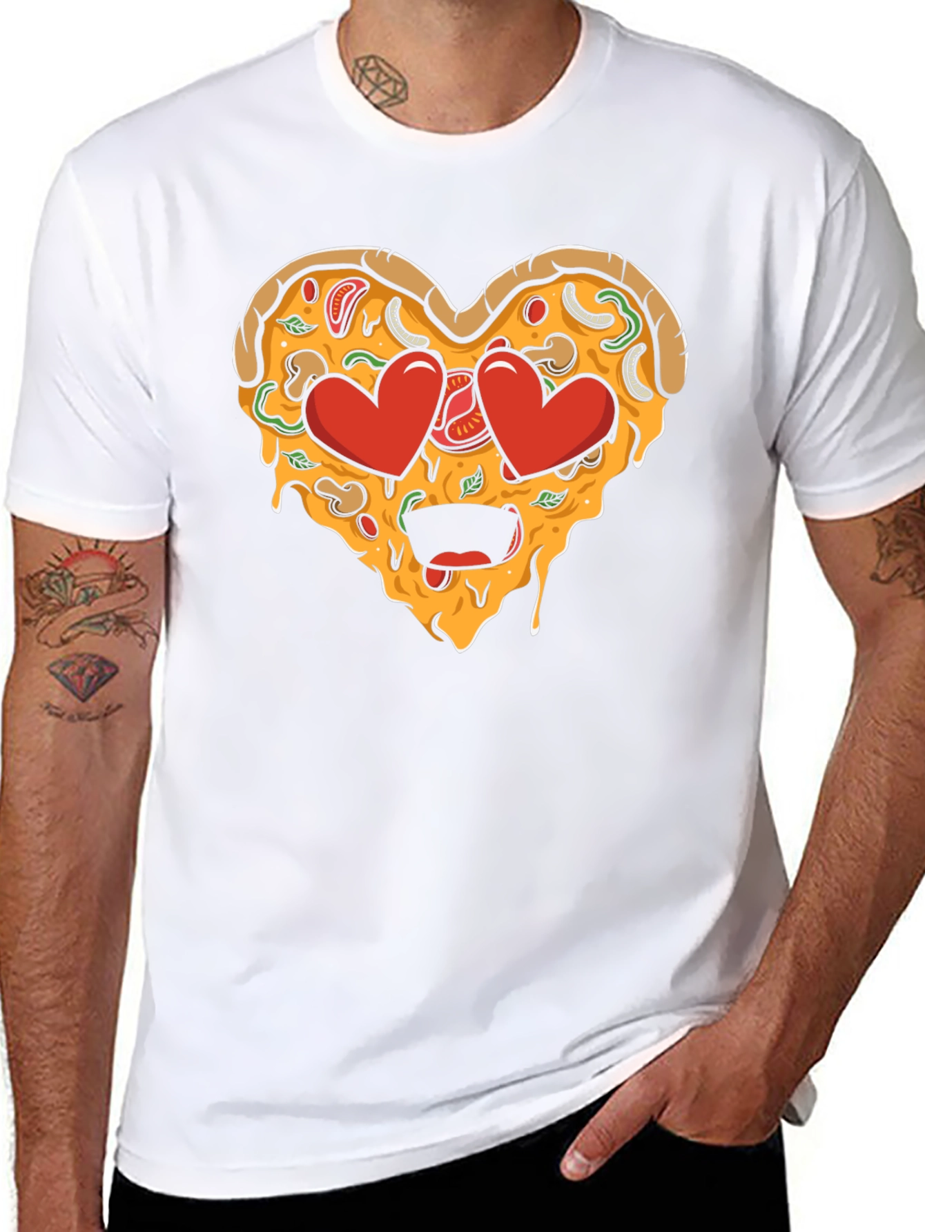 Black Pizza Heart Graphic Tee - Funny Food Lover T-Shirt view 8