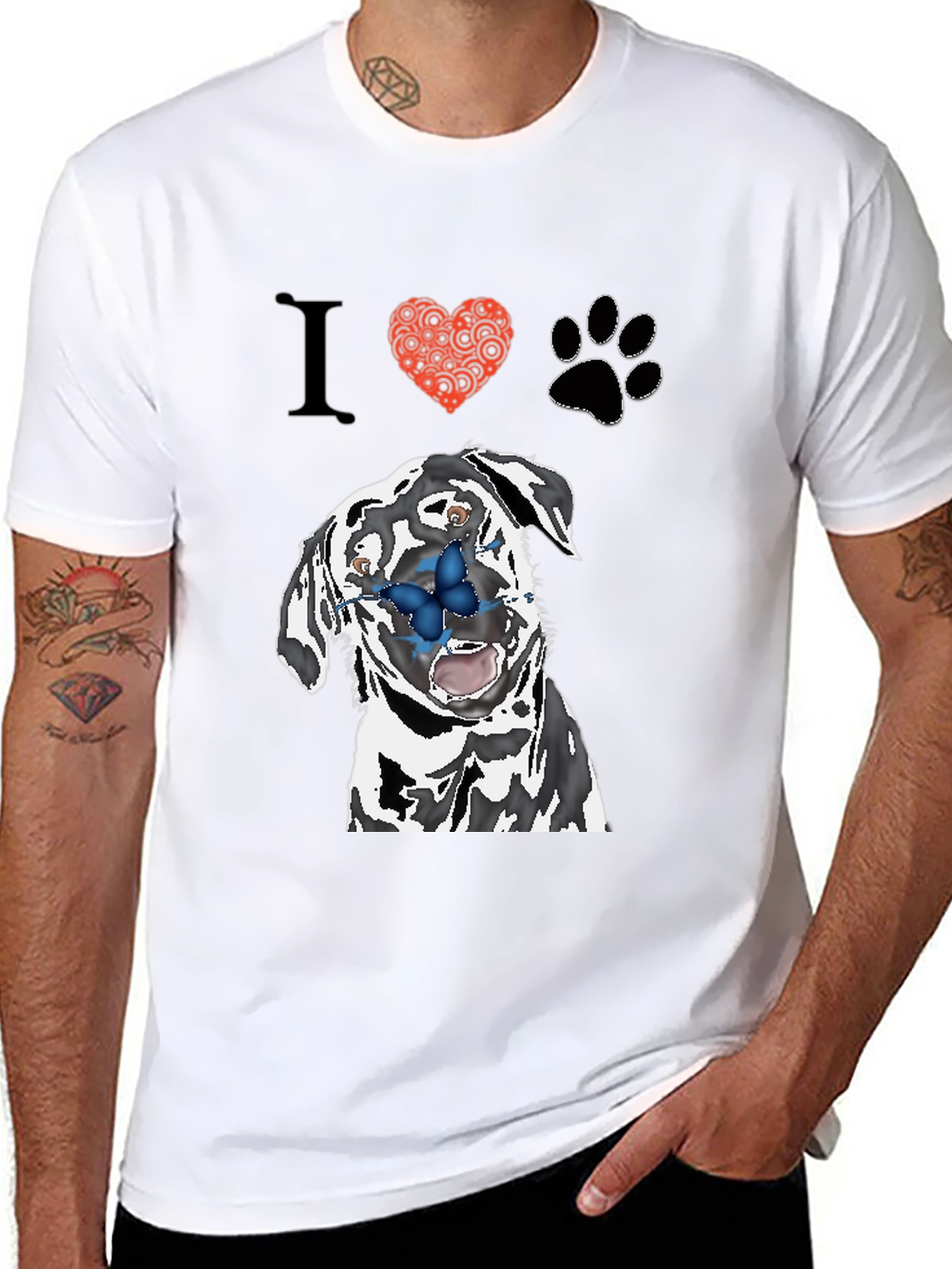 Black I Heart Pups T-Shirt: Black Tee with Dalmatian Graphic view 8
