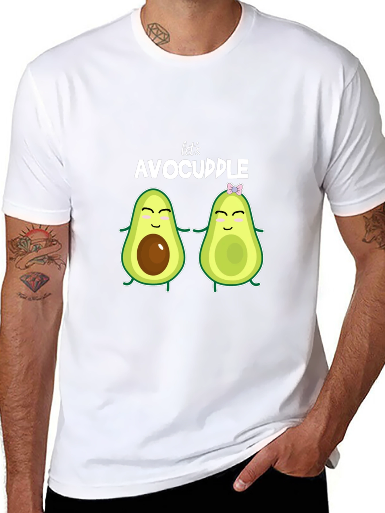 Black Let's Avocuddle Black T-Shirt view 8