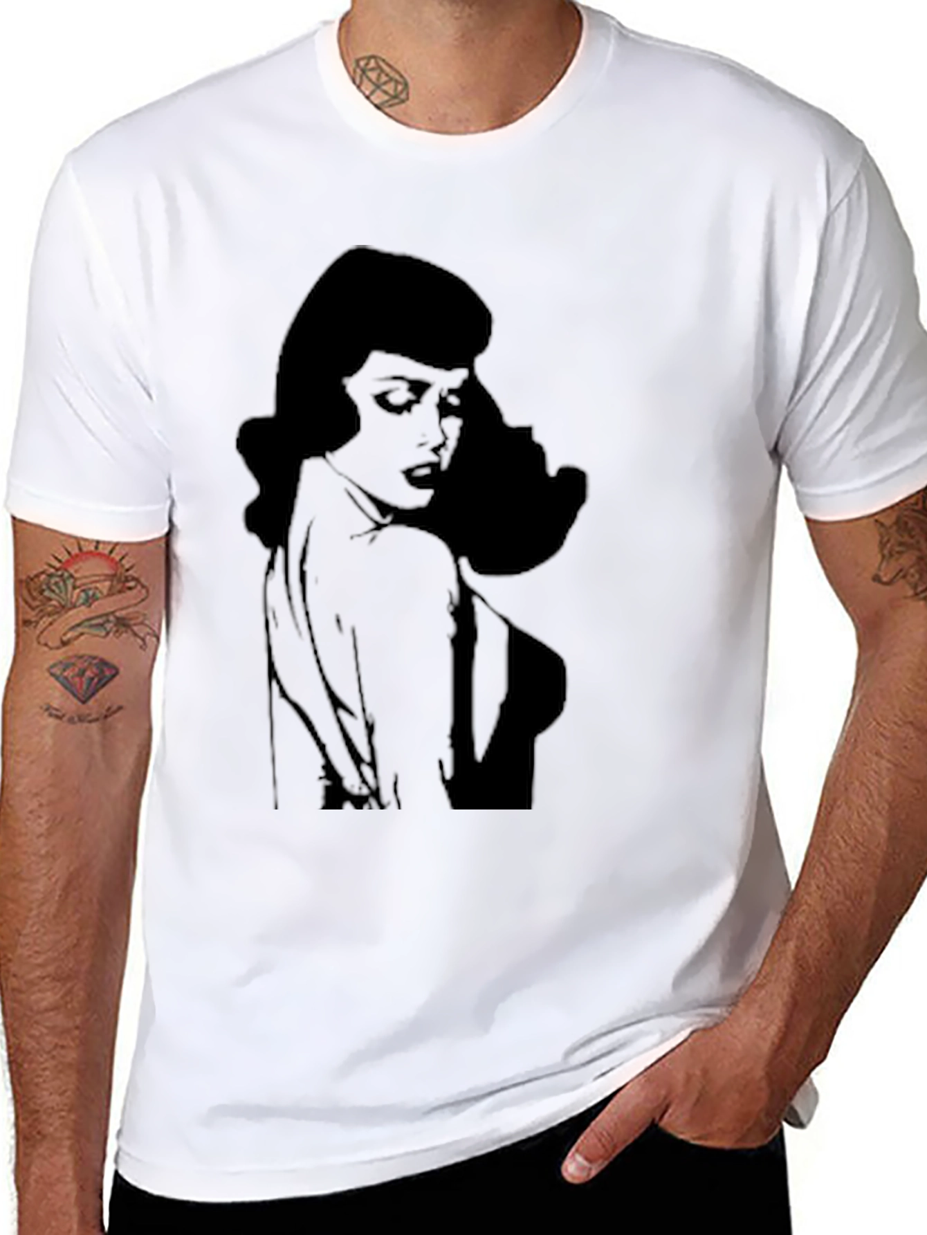 Black Retro Silhouette Graphic T-Shirt - Black view 8