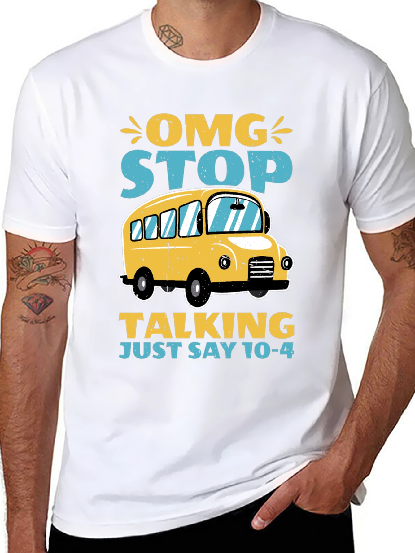 Black OMG Stop Talking School Bus T-Shirt view 8
