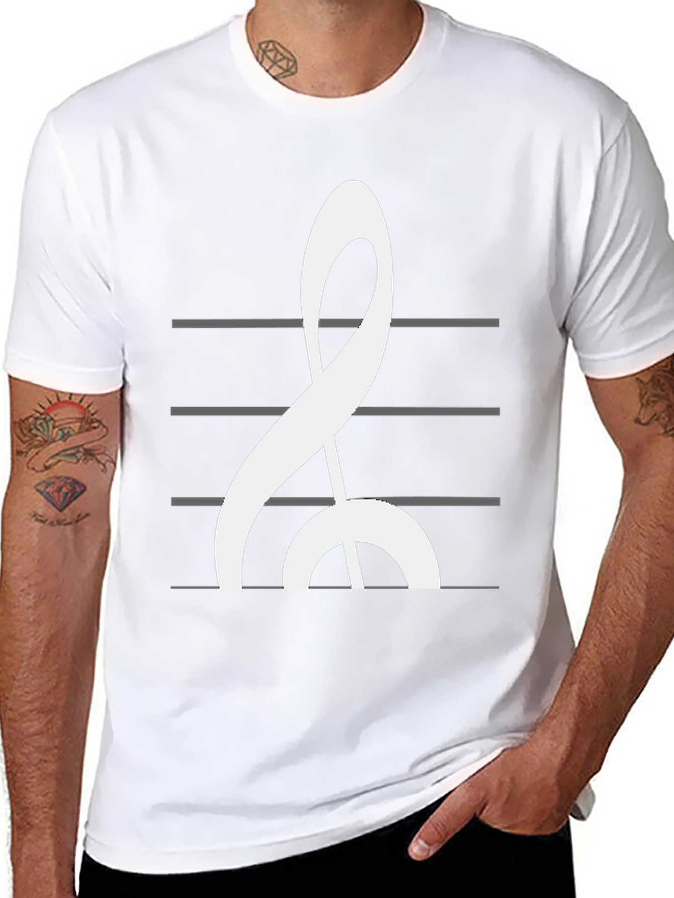 Black Musical Treble Clef Graphic Tee view 8