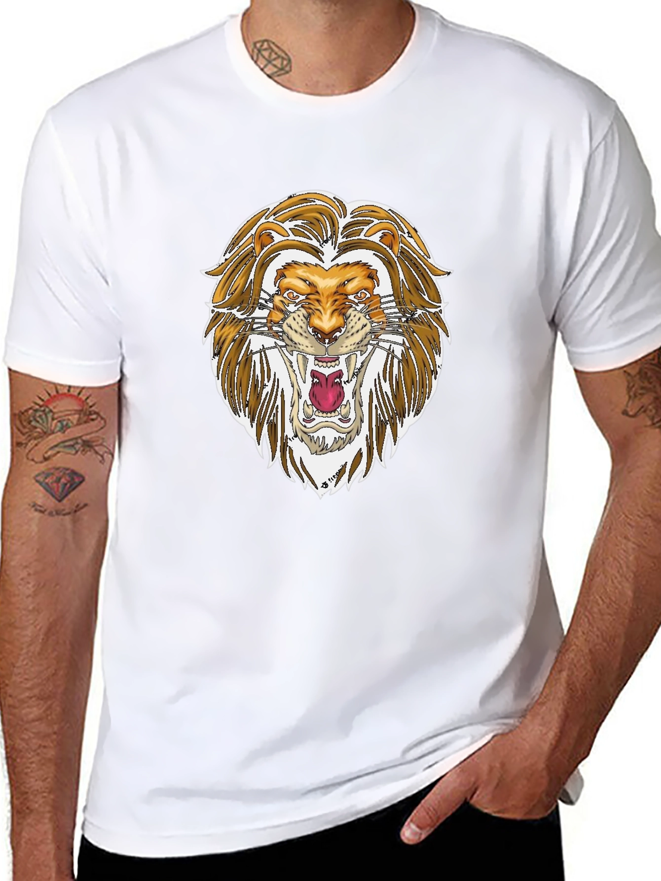 Black Lion Graphic Black T-Shirt | Bold Animal Print Tee view 8
