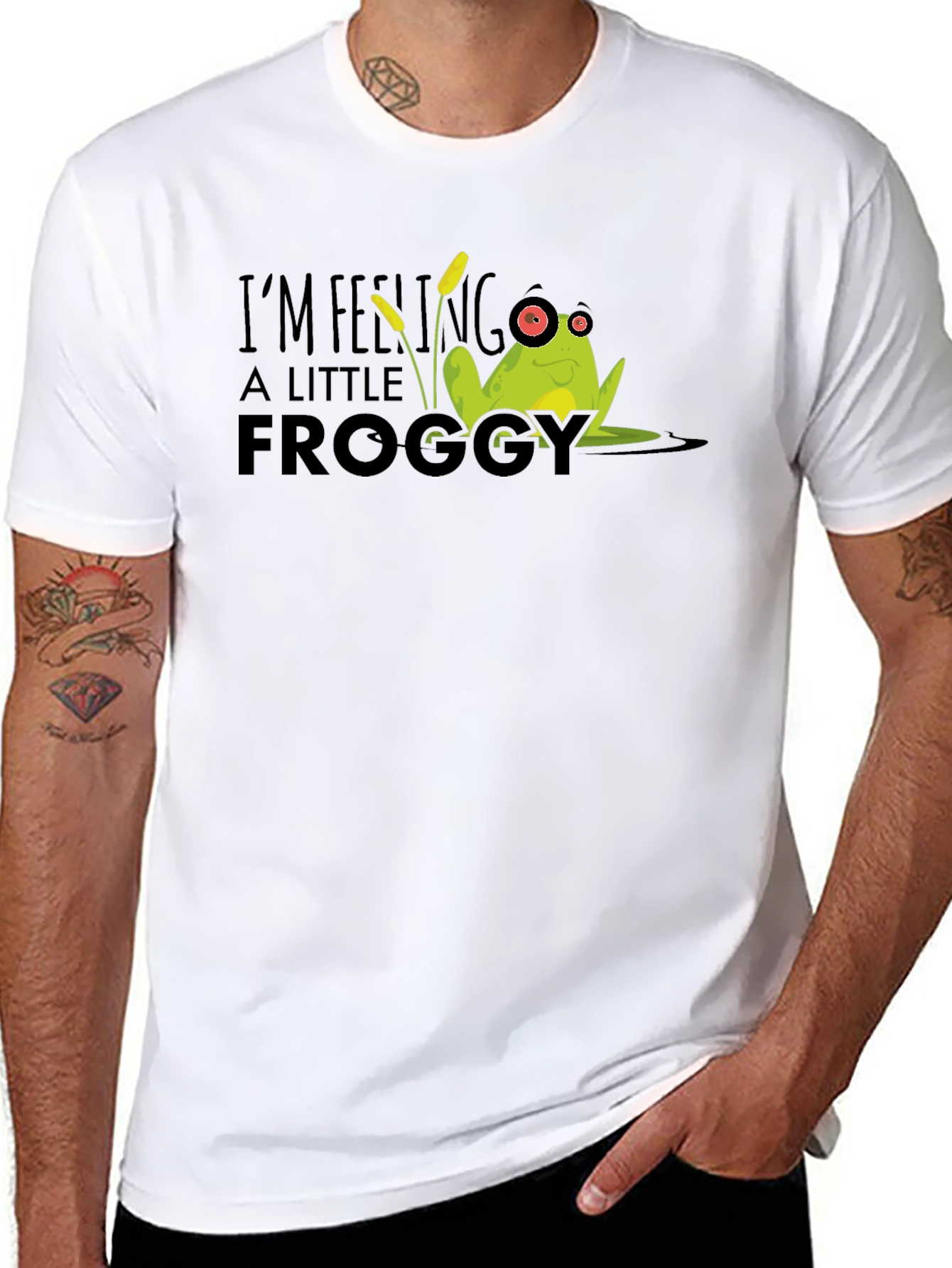 Black Feeling Froggy T-Shirt - Funny Graphic Tee view 8