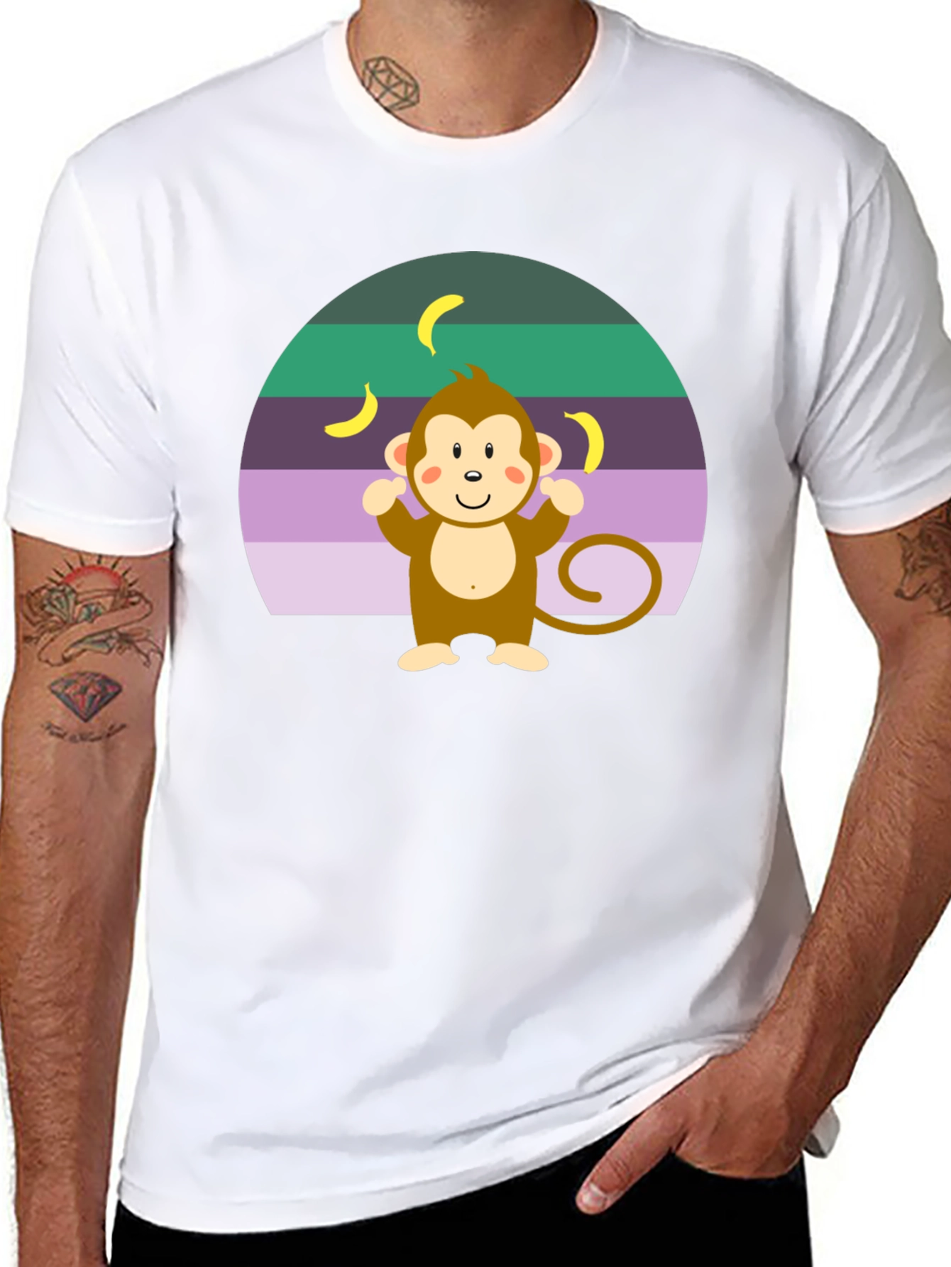 Black Monkey Banana T-Shirt Funny Cartoon view 8