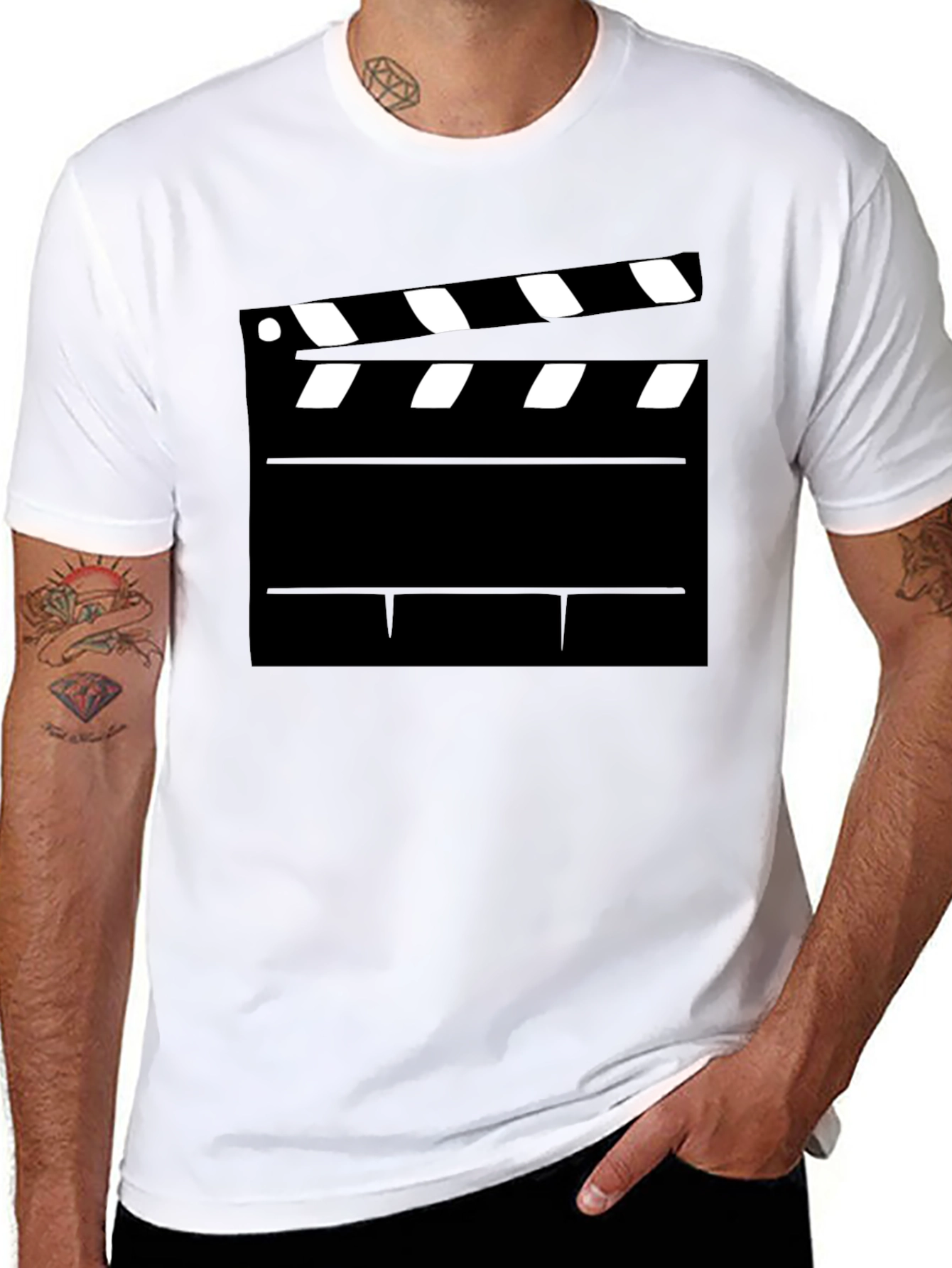 Black Movie Clapperboard Graphic T-Shirt - Film Lover Tee view 8