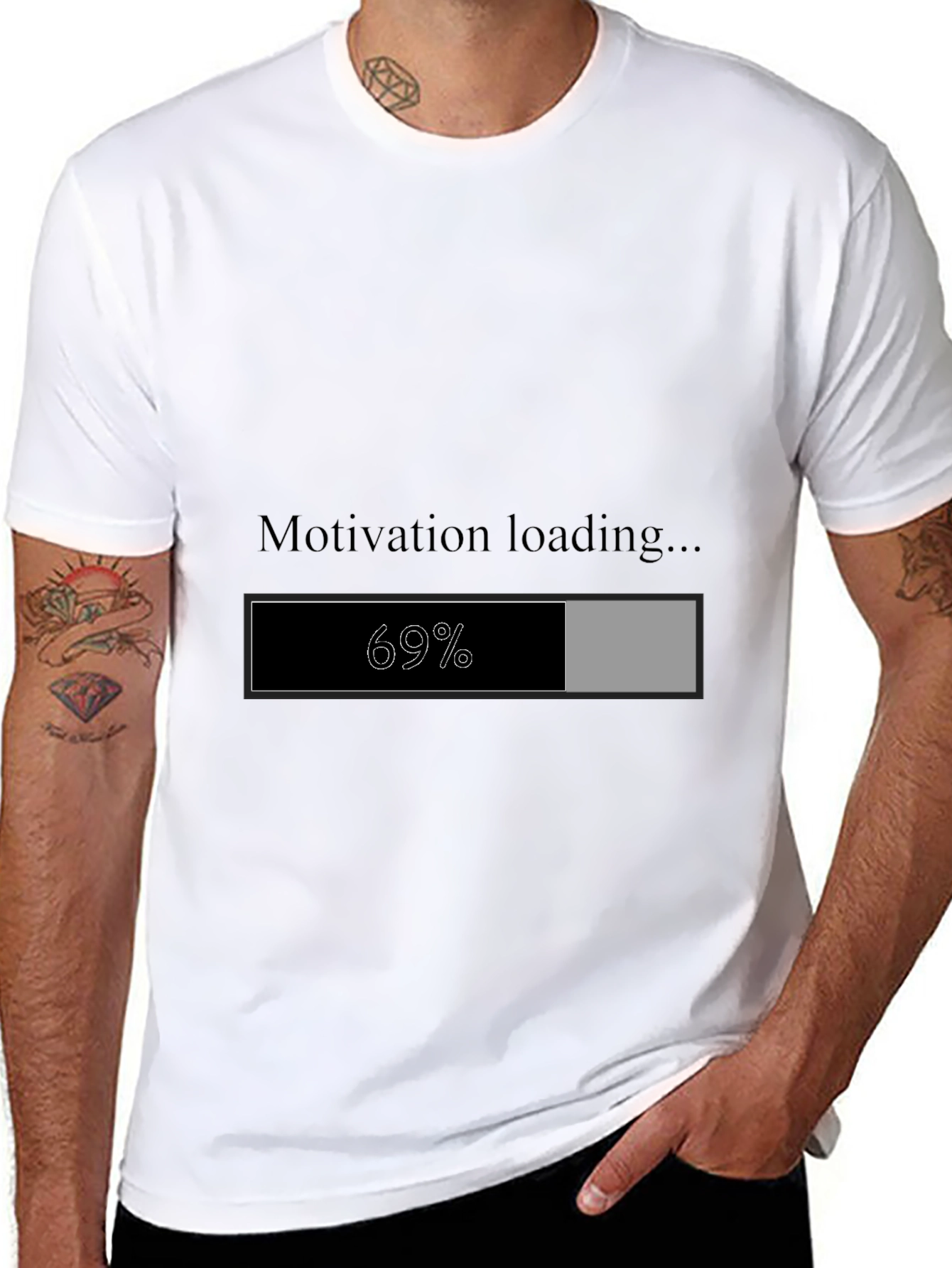 Black Motivation Loading T-Shirt view 8