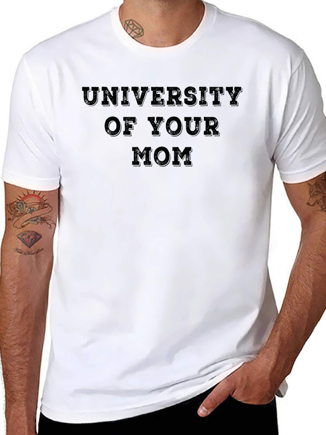 Black University of Your Mom Black T-Shirt view 8